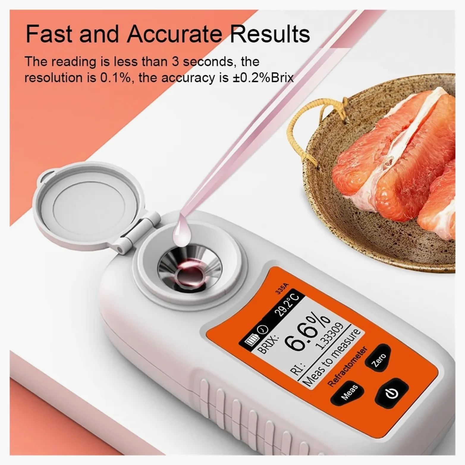 Refractómetro digital Brix Meter, jugo de fruta, bebida, vino, cerveza, herramienta de medición del contenido de alcohol, concentración 0-35% medidor de azúcar Respuesta Rápida