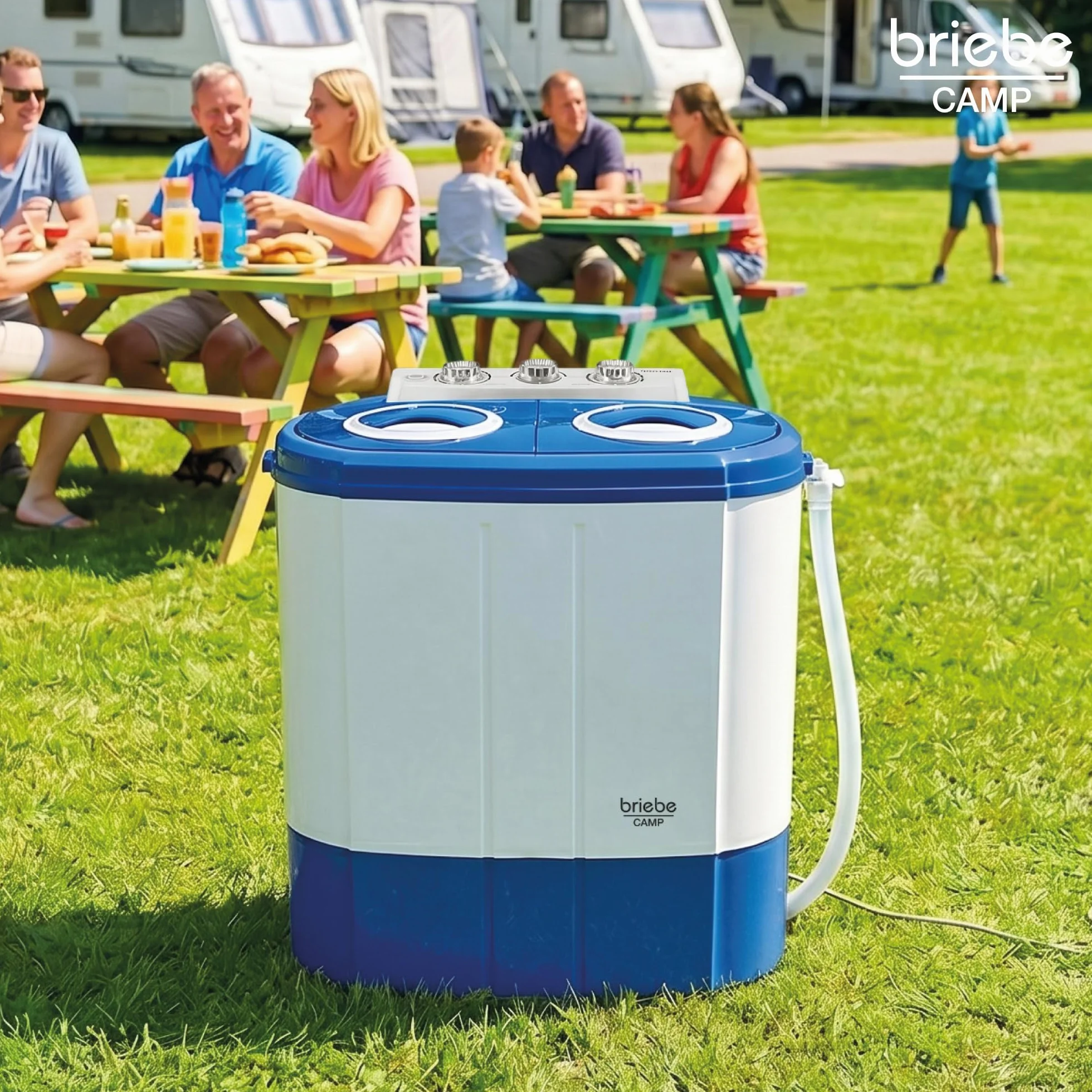 Camp Mini Lavadora Portátil con Centrifugado 3Kg Carga Superior Azul/Blanco