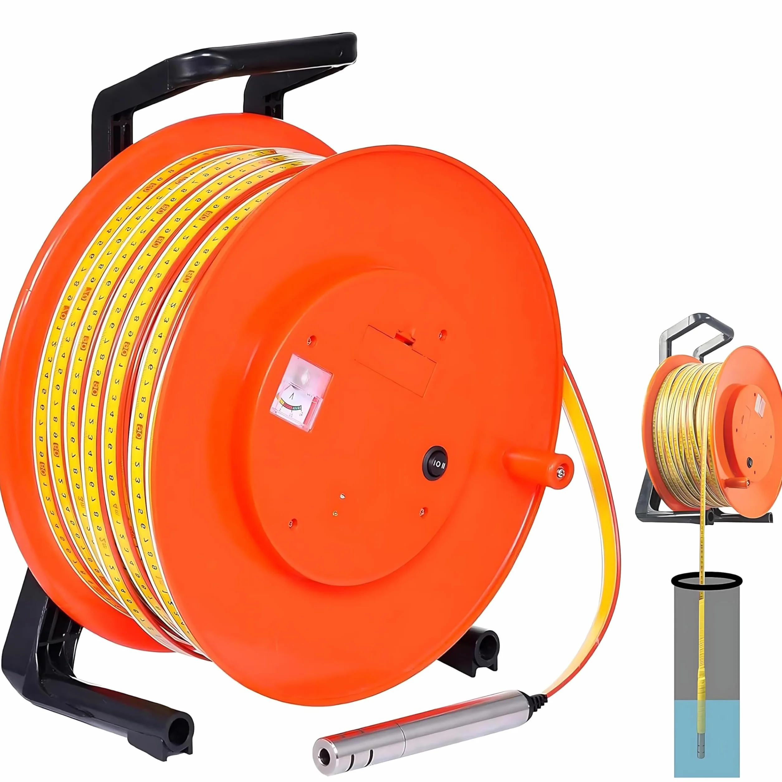 Cinta Métrica de Acero para Pozos Profundos-Medidor de Nivel de Agua y Sonda de Profundidad, Regla de Acero Resistente para Mediciones Precisas del Nivel de Agua en Pozos y Perforaciones 300m/984ft