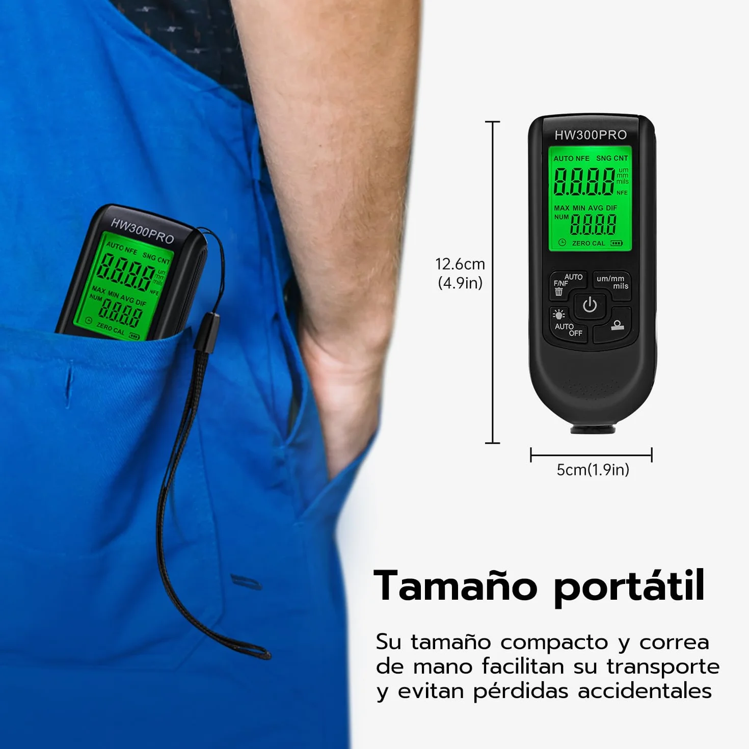 Digital Medidor de Espesor de Revestimientos 0-2000 µm Portátil para Auto Negro