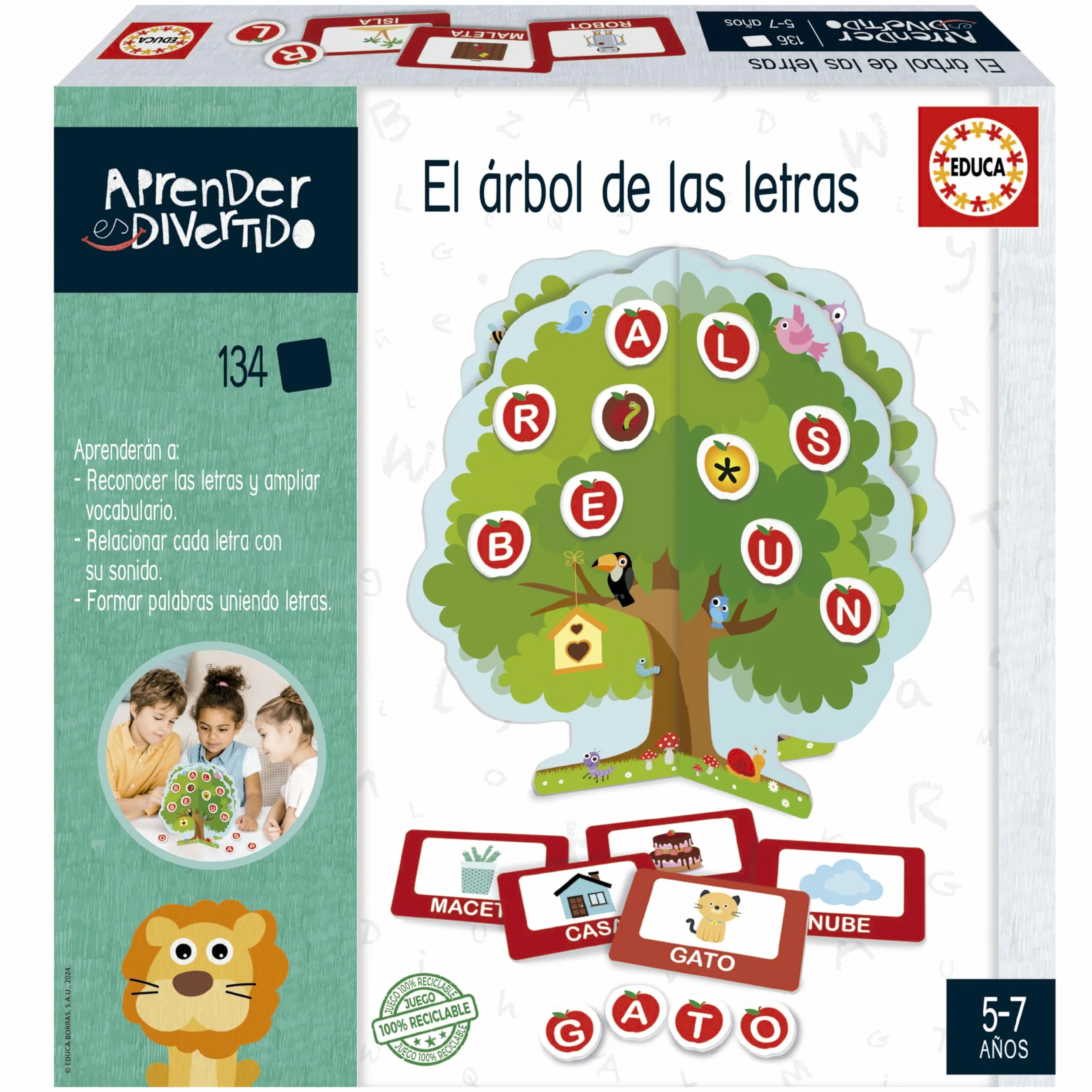 Educa El árbol de Las Letras Juego de Mesa Niños Creación de Palabras y Ortografía Educativo a Partir de 5 6 7 años