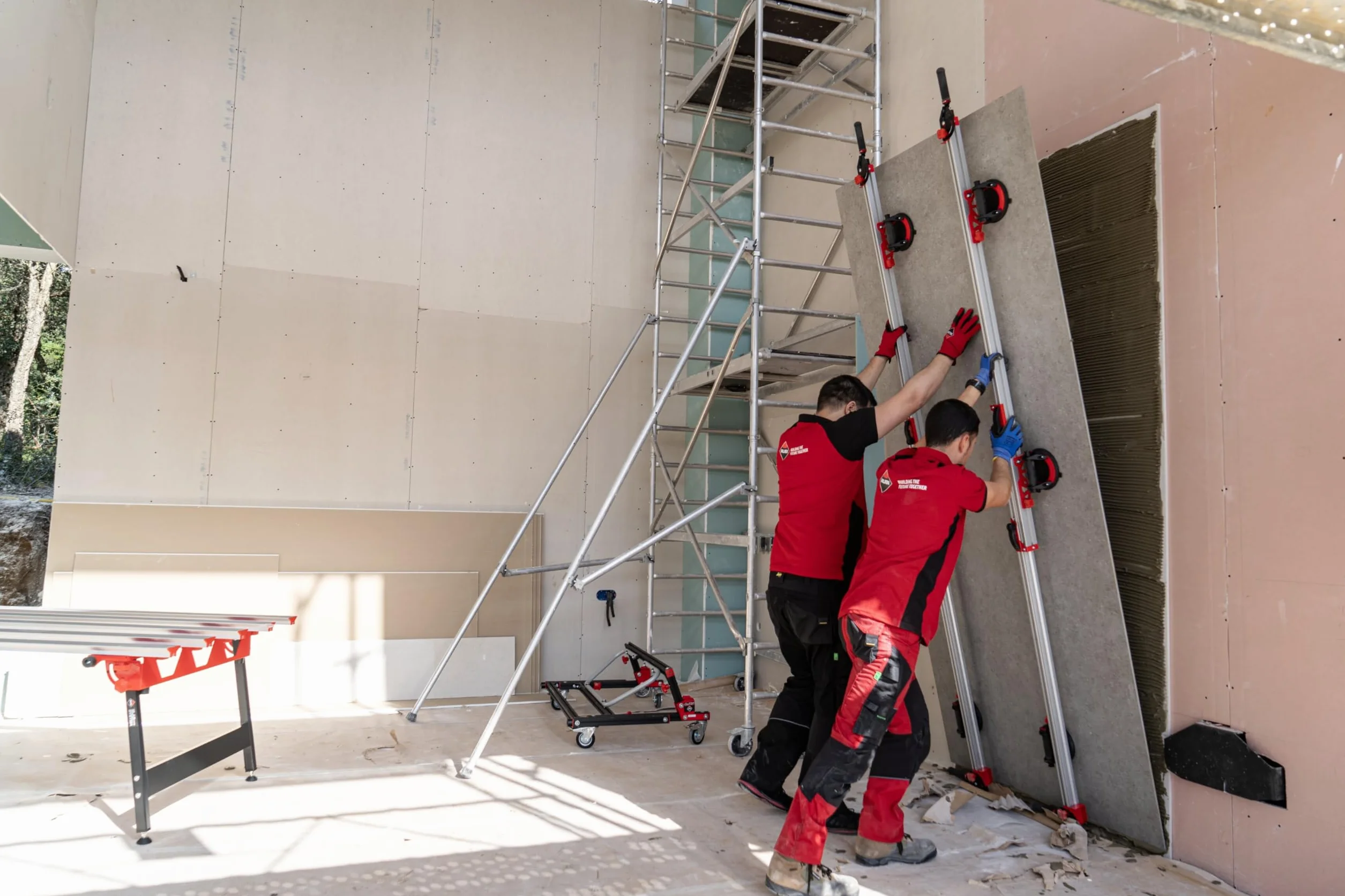 Ventosa para azulejos gran formato con guías retráctiles ERGO TILE TRANS – 6 ventosas Ø160mm – hasta 320 cm y 80 kg