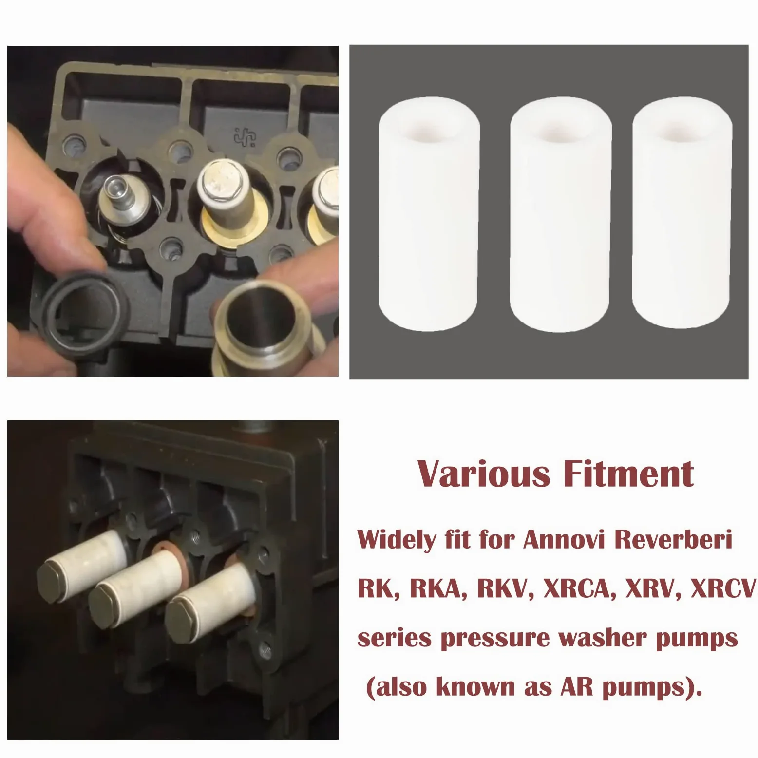 Para Annovi Reverberi AR2546 Bomba 18mm Kit de pistón Kit de reparación de émbolo de cerámica para bombas RK RKA RKV XRCA XRCV GRKV-D