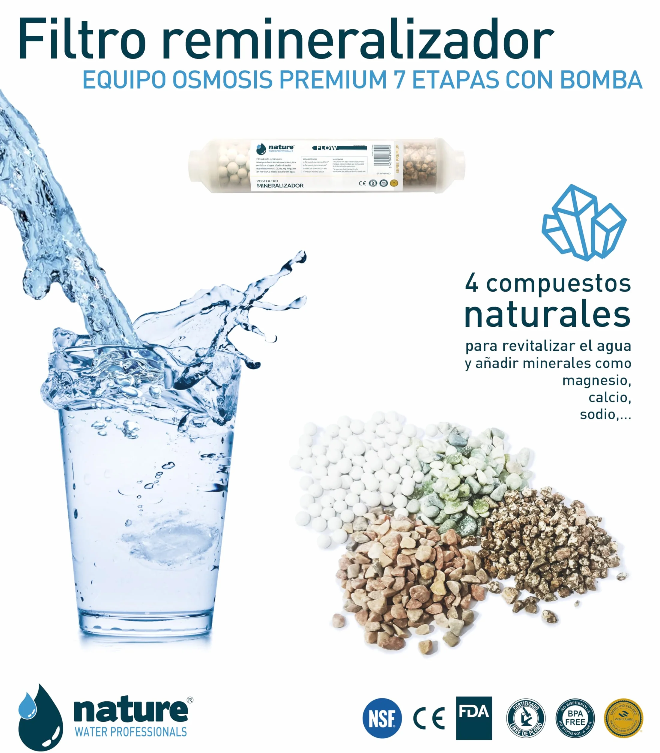 EQUIPO OSMOSIS INVERSA 7 ETAPAS PREMIUM CON BOMBA-NATURE WATER PROFESSIONALS