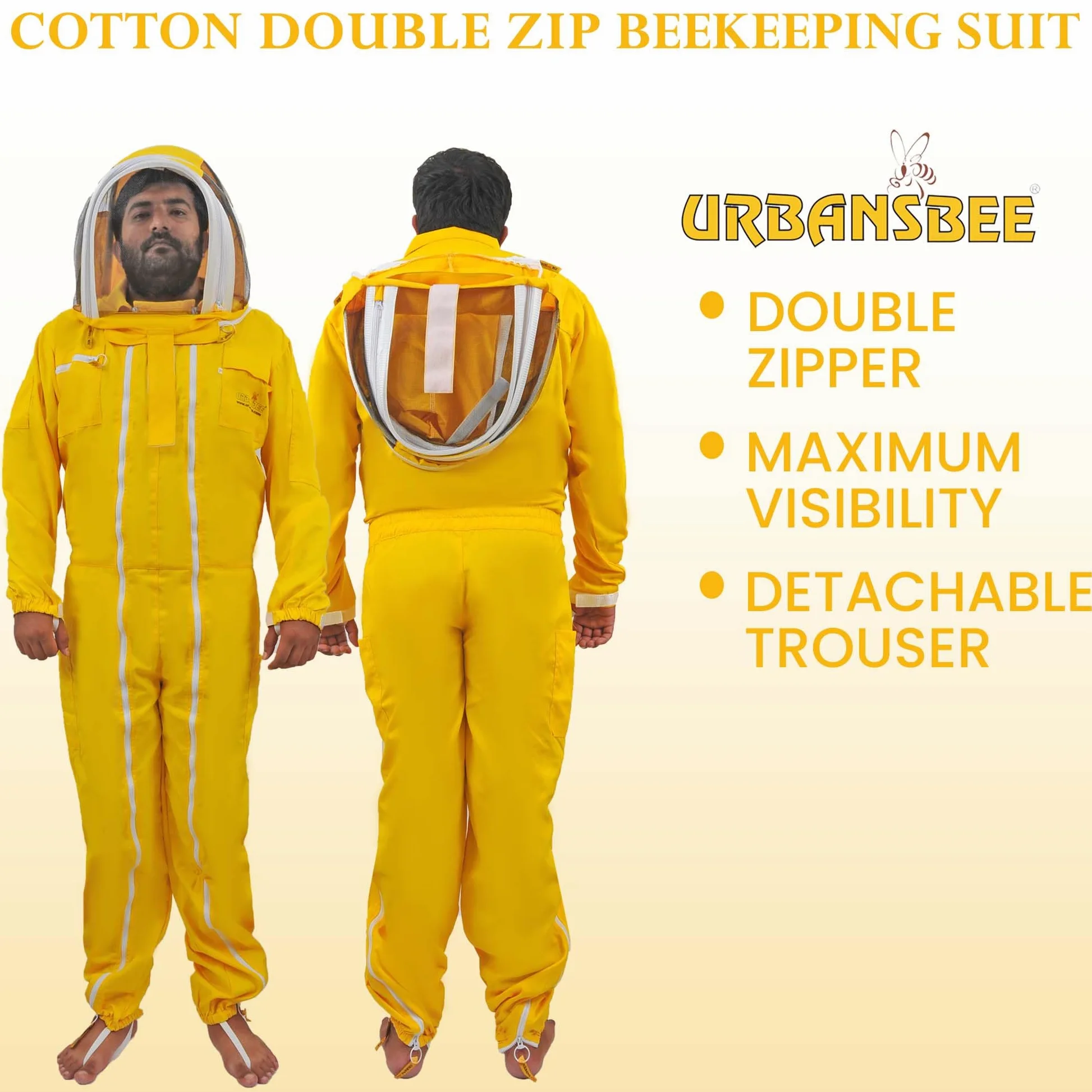 Traje de Apicultura Algodón Doble Cremallera con sombrero elegante, Anti abeja protectora Beekeeping suit, Traje Apicultores de Chaqueta ropa para Profesional apicultor
