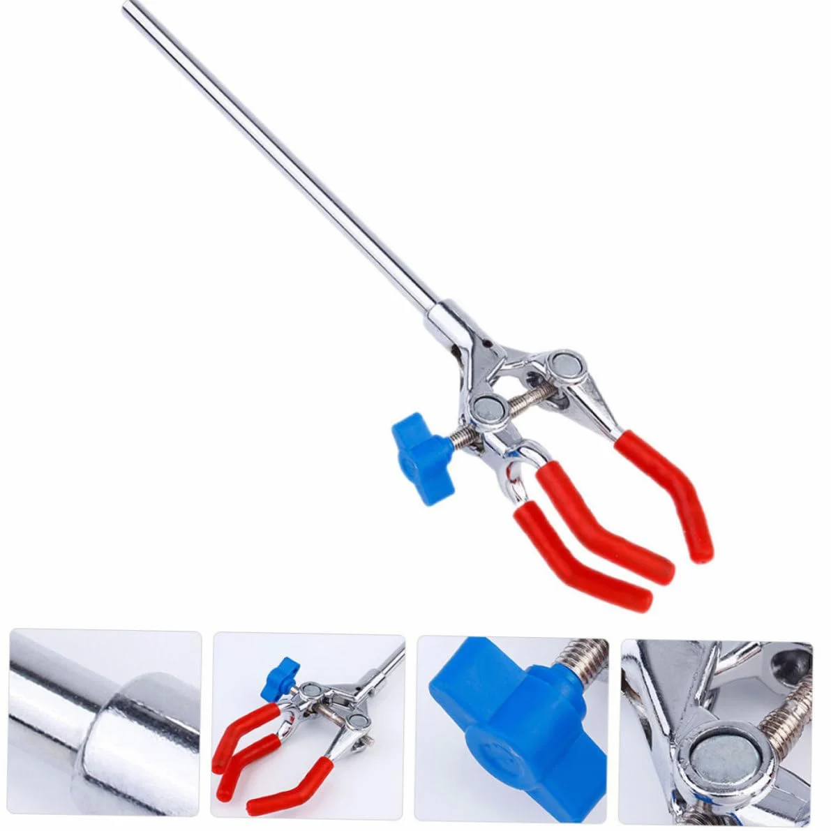 Mobestech 10piezas Abrazadera De Tres Garras Para Frascos y Tubos De Ensayo Soporte Ajustable De Acero Inoxidable Para Laboratorio Para Experimentos Científicos