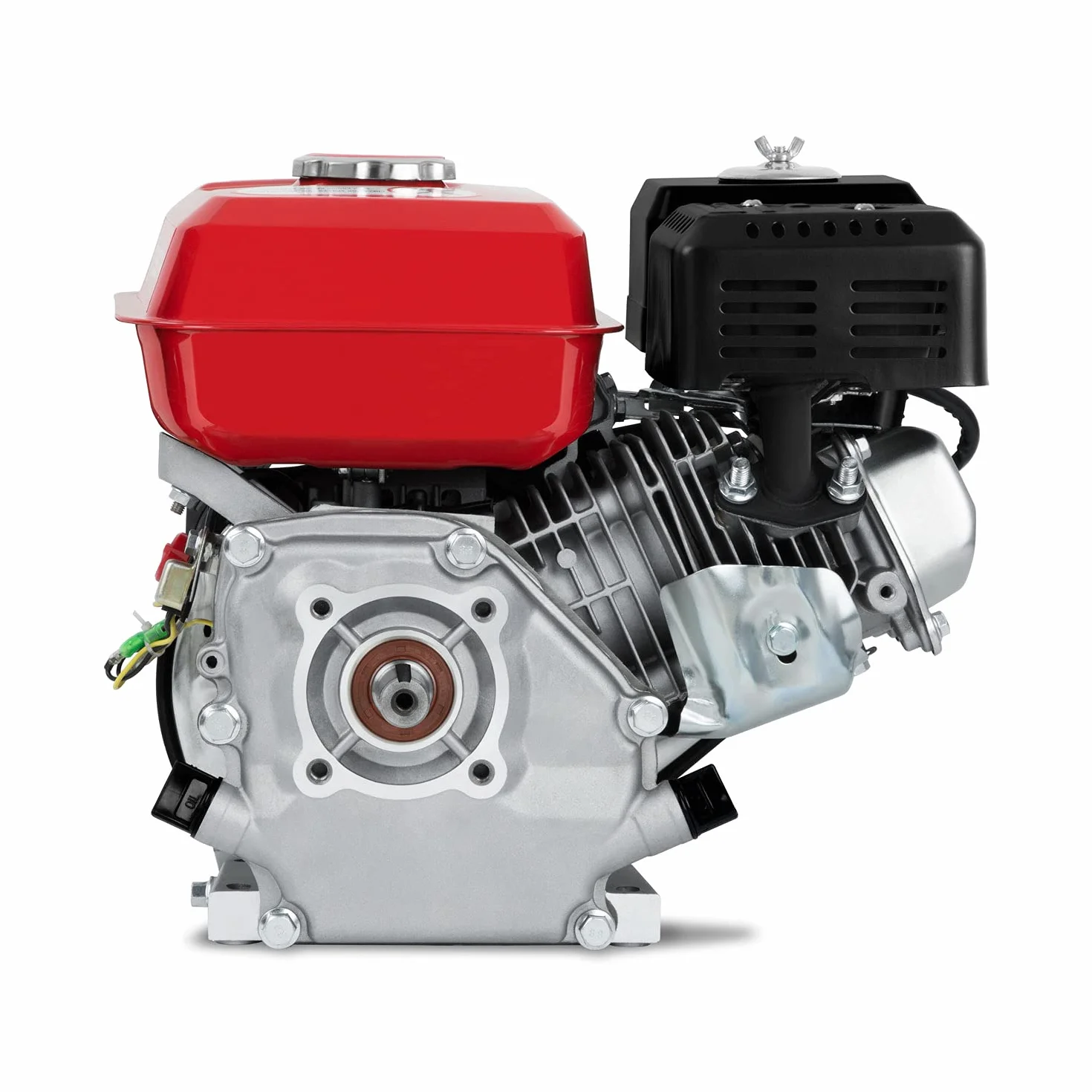 EBERTH Motor de gasolina 6,5CV, motor de gasolina de 4 tiempos con eje Ø 19,05mm, motor de kart con fusible de nivel de aceite, 1 cilindro, 196cc, arranque a tracción, refrigeración por aire