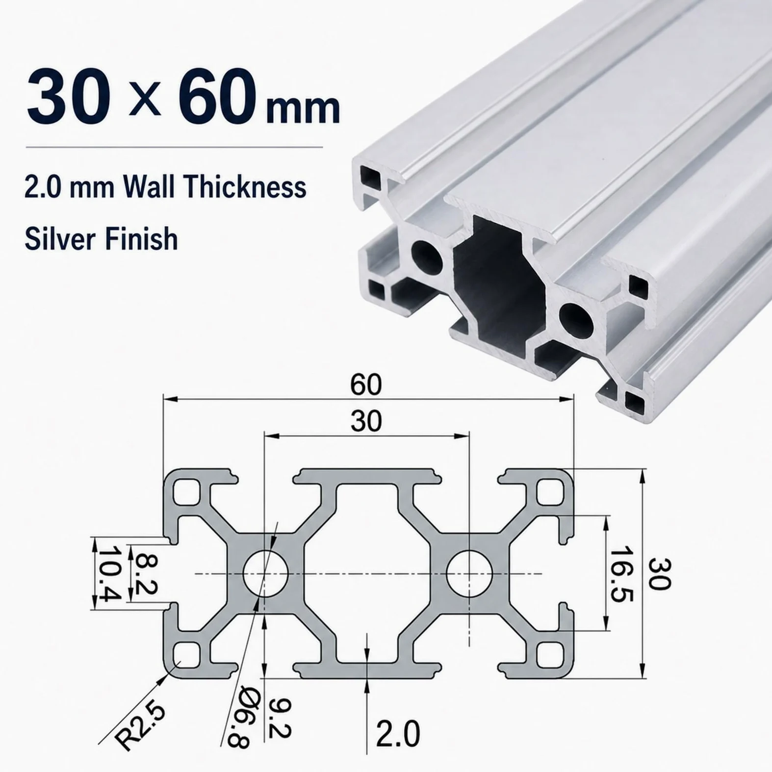 Perfil De Montaje Aluminio Ranura,Perfil Aluminio Anodizado,Perfiles De ExtrusióN De Aluminio,Resistencia A La OxidacióN,Adecuado para Impresoras 3D,Soportes Y Muebles