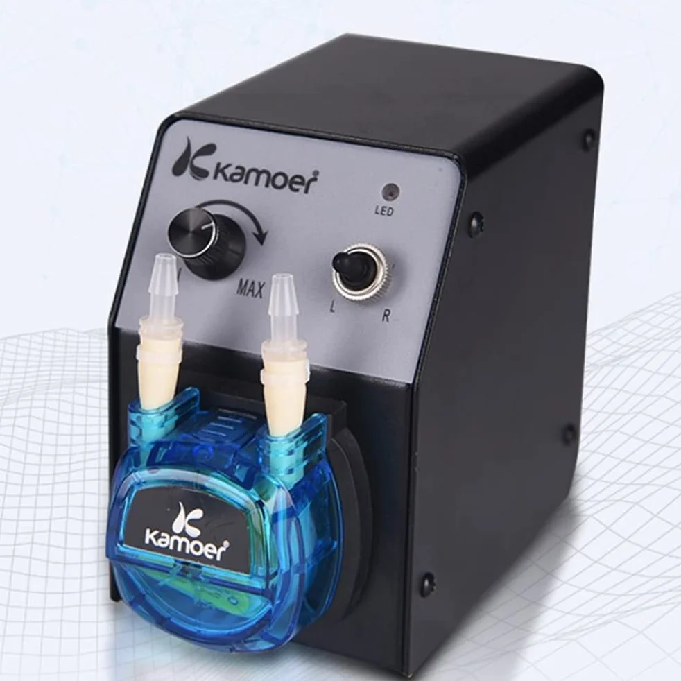 Bomba dosificadora peristáltica Kamoer de 12 V de velocidad variable pequeña con cabezal de bomba para experimentos químicos de laboratorio, tubo KCP PRO2 Norprene: 3,2 mm x 6,4 mm, 40-210 ml/min, con