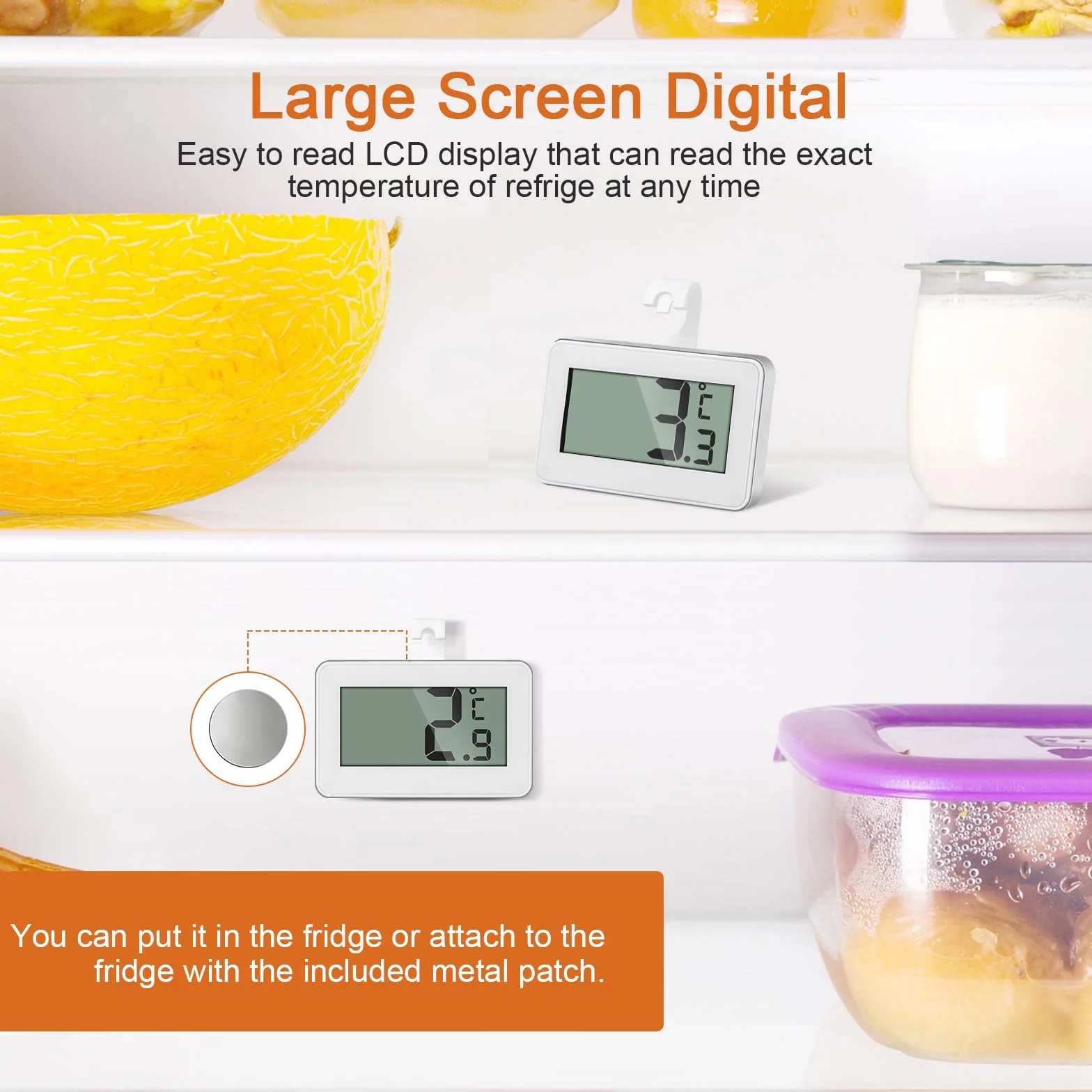 Termometro Digital Cocina, Mini Termometro Nevera, Termometro Congelador Refrigerador