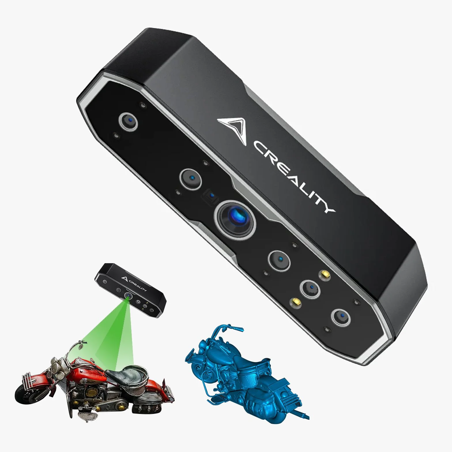 Creality CR-Scan Otter Escáner 3D, escaneo antivibración, Cuatro Lentes de precisión de 0,02 mm, escáner 3D portátil de Alta Velocidad de 20 fps para Objetos pequeños y Grandes de 10 a 2000 mm