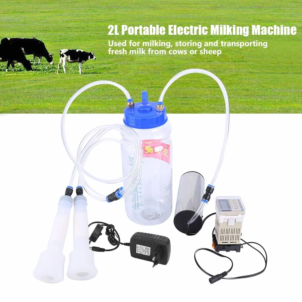 Cocoarm - Melkmaschine eléctrica portátil de 2 l con regulador de impulsos, para vaca de vaca, 100-250 V, enchufe de la UE (enchufe de la UE)