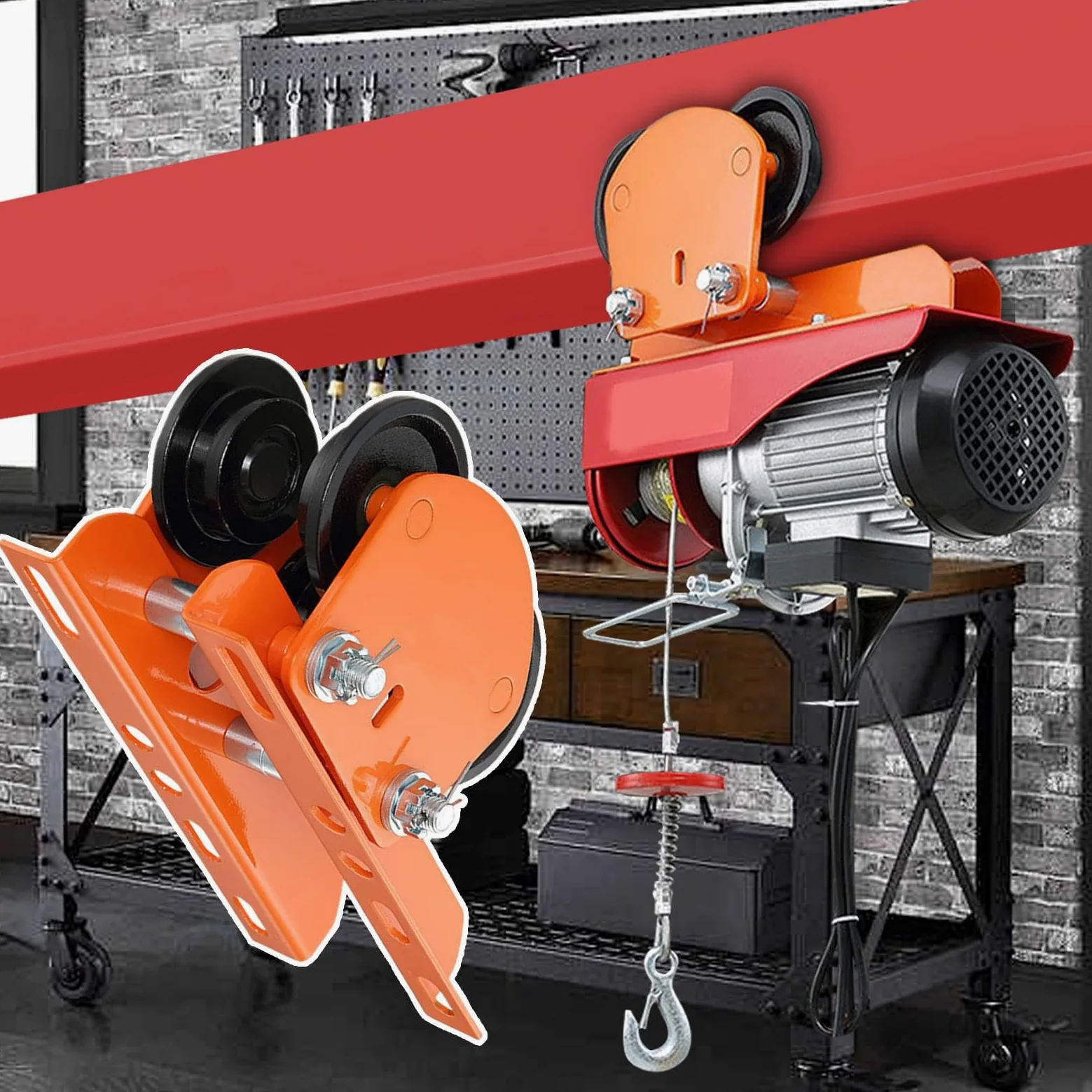 Trolley eléctrico de viga Trolley Eléctrico Ajustable con Alta Capacidad De | Pequeña Grúa con Ancho Regulable Para construcción, hogar, industria, fábrica, almacén, garaje, taller, grúa,