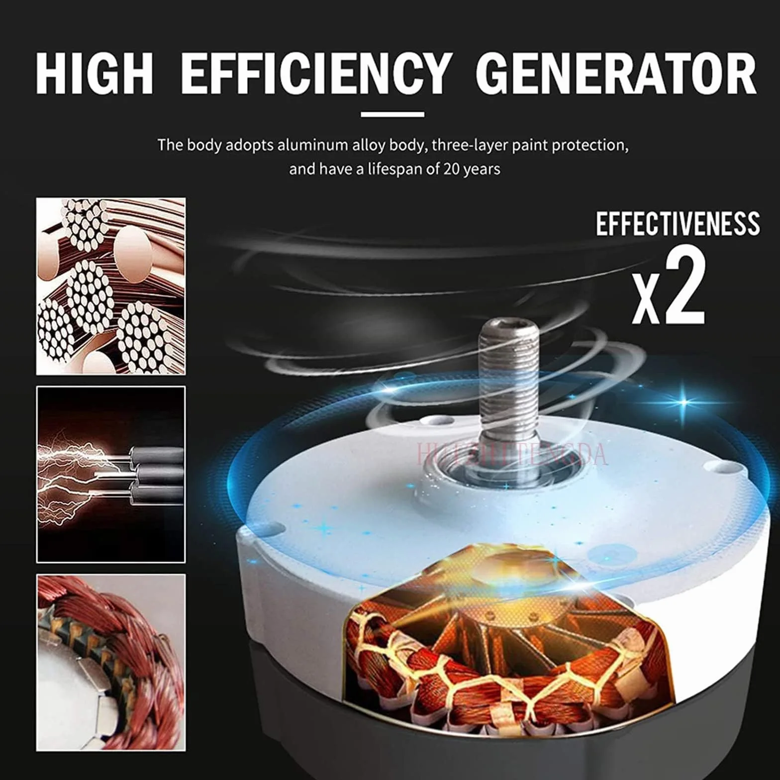 3000W Generador de maglev Permanente Vertical de bajo Ruido, 12 V-220V con Controlador CA Potencia eólica Generador de turbinas eólicas de bajo Ruido Vertical para energía suplementaria