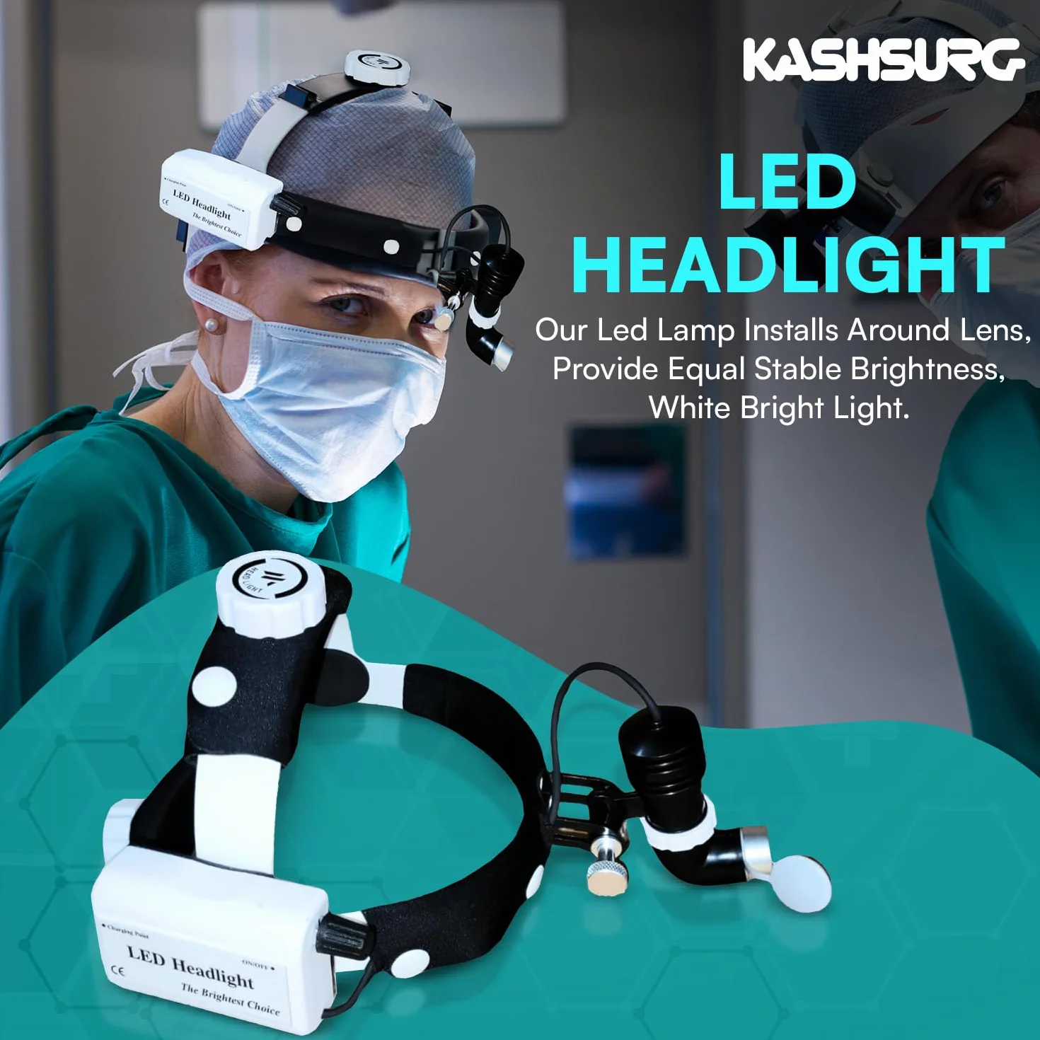 Linterna de cabeza dental quirúrgica inalámbrica portátil, fuente de luz LED fría 10W (foco de luz ajustable) para endoscopia