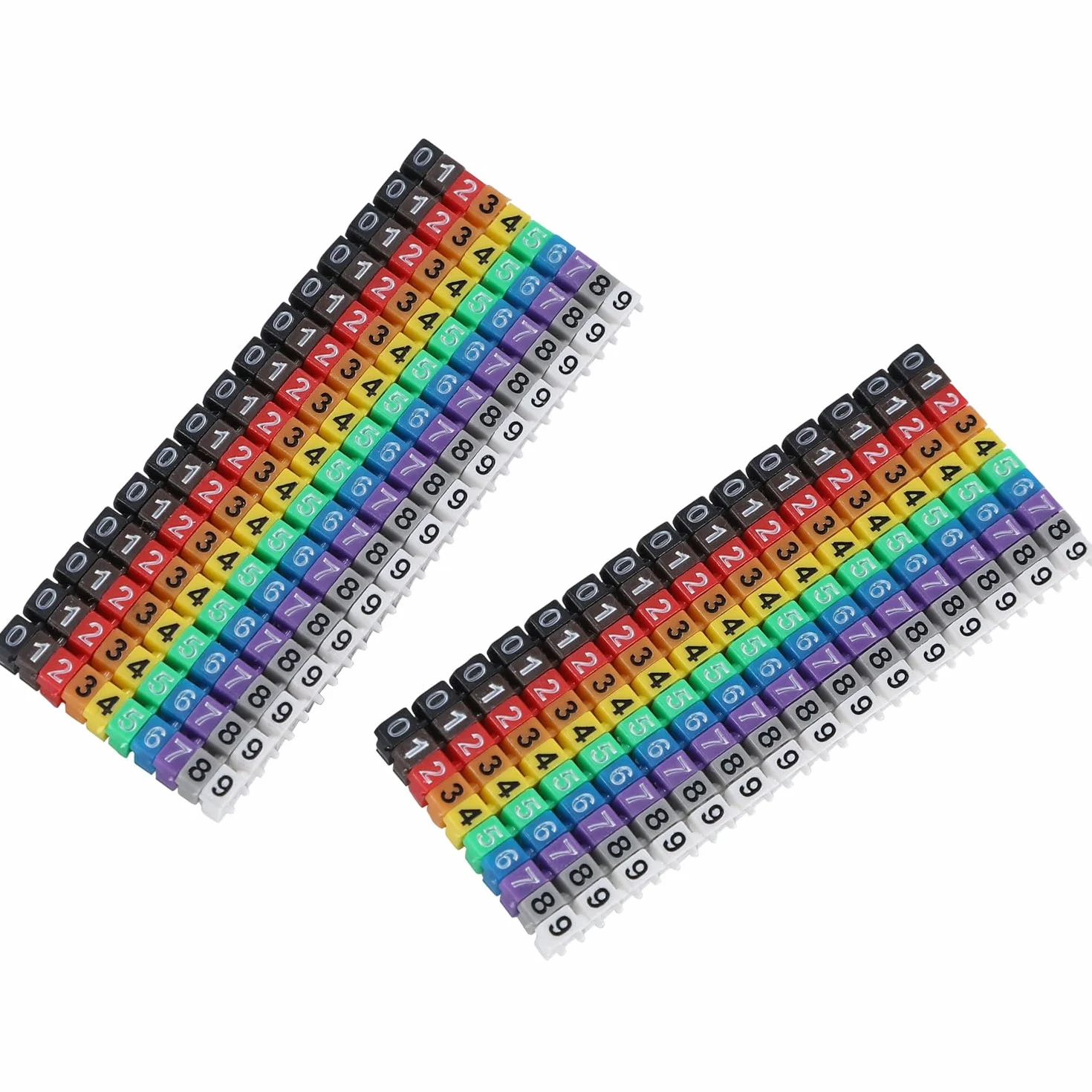 Greluma Marcadores de cable con clip 1,5 mm², 300 etiquetas numeradas 0-9, marcadores de numeración para cables codificados por colores