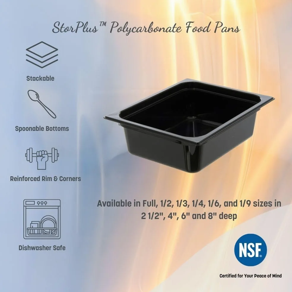Carlisle 3068503 StorPlus - Sartén para alimentos (6 unidades, policarbonato, 6 cm de profundidad), color negro