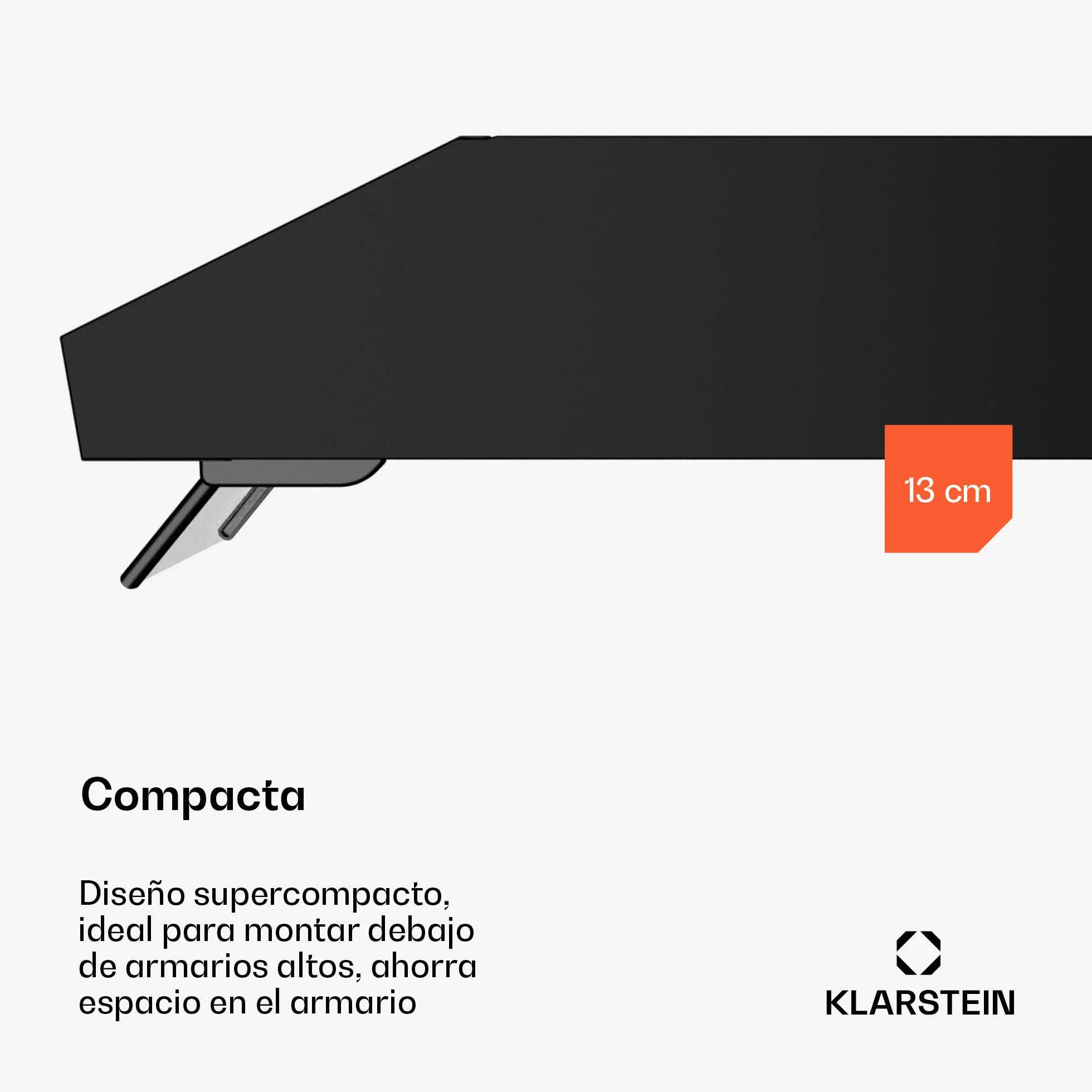 Klarstein Purista Force Campana Extractora 60cm Integrada Panel Táctil Led 400 m³/h Doble Motor Eficiencia Energética C Iluminación Led Filtro de Carbón Negro