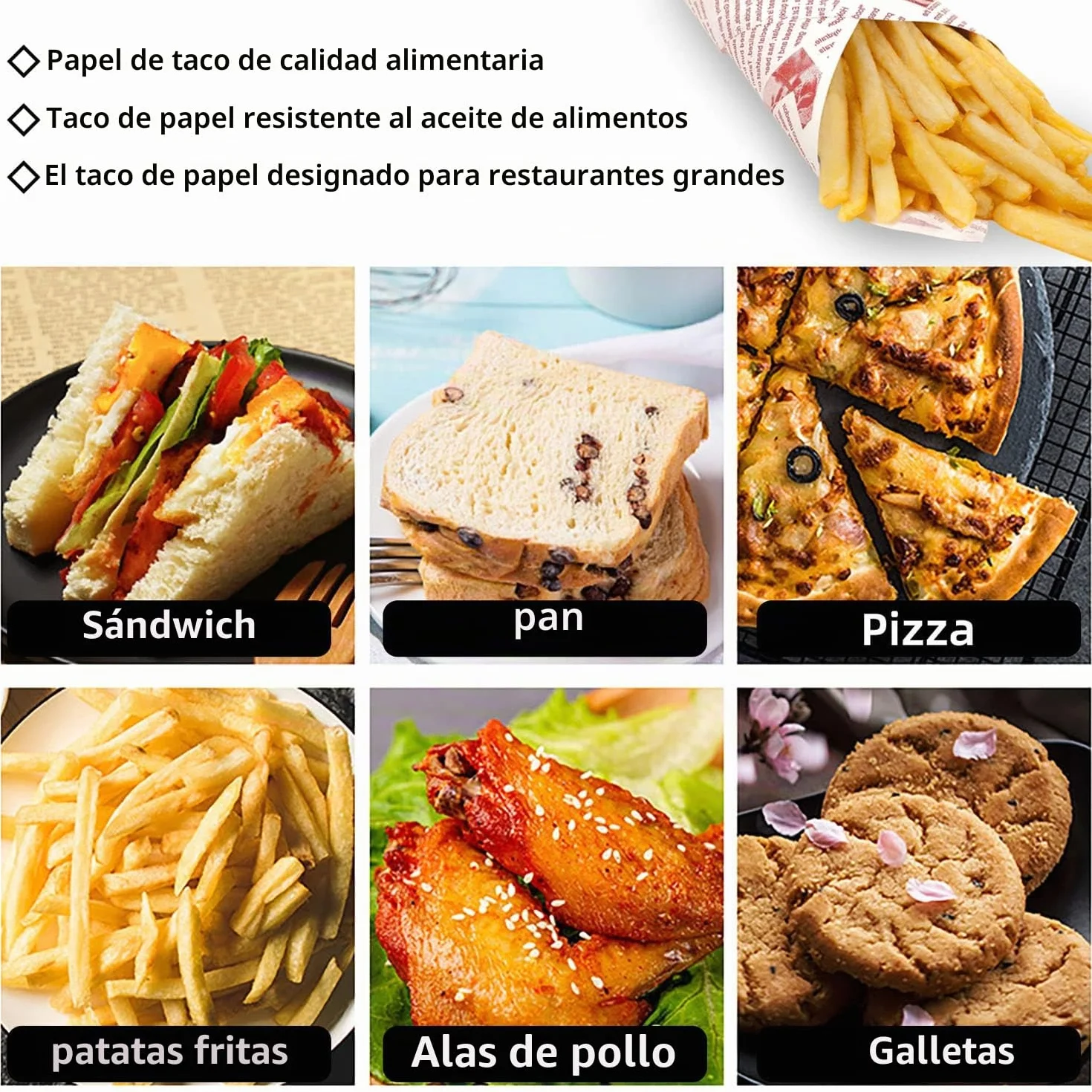 Papel para Envolver Comida Impermeable a Prueba de Aceite 100 Hojas