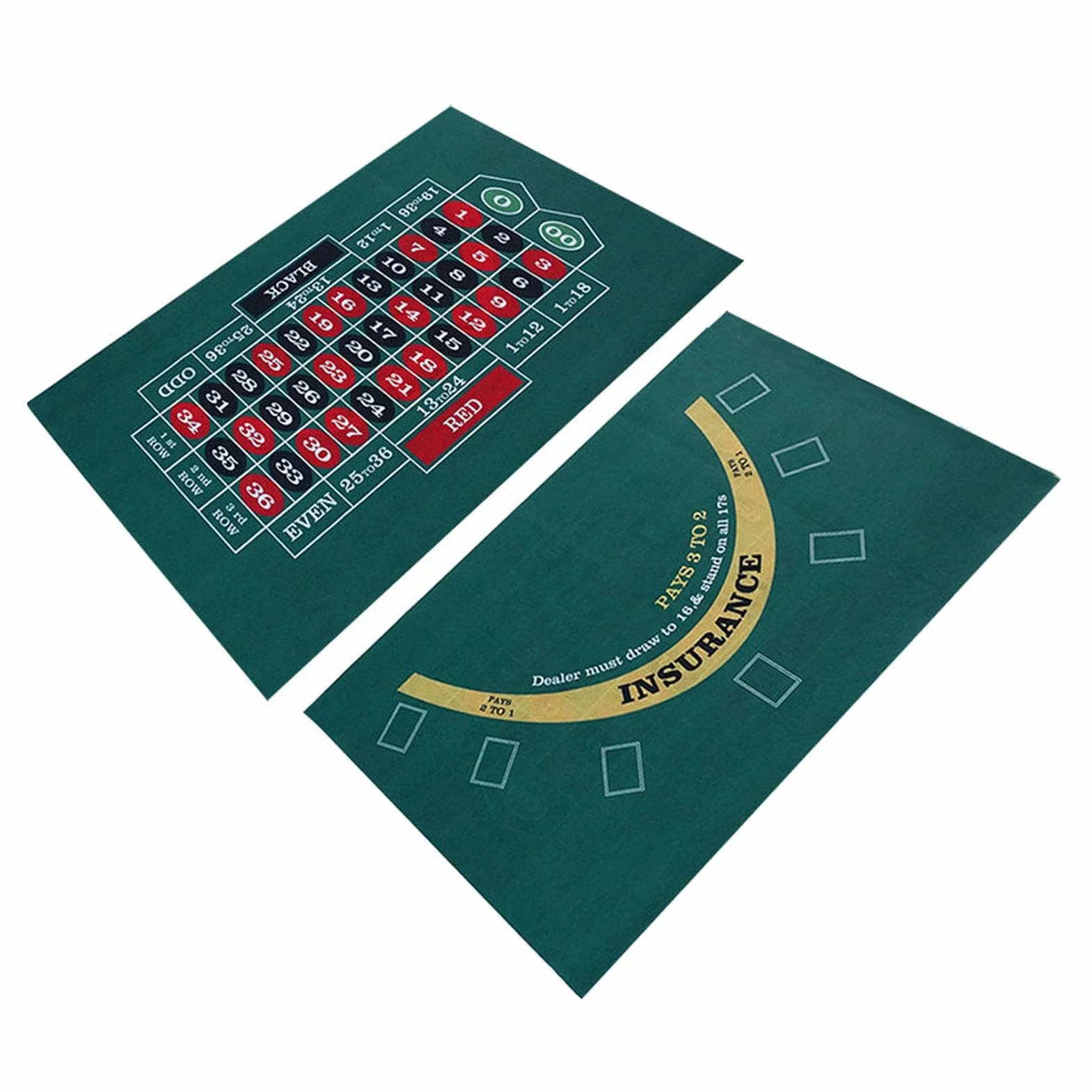 Fieltro de Mesa de Doble Cara - Tapete para Blackjack y Texas Hold 'em - Verde - Accesorio para Juegos de Cartas