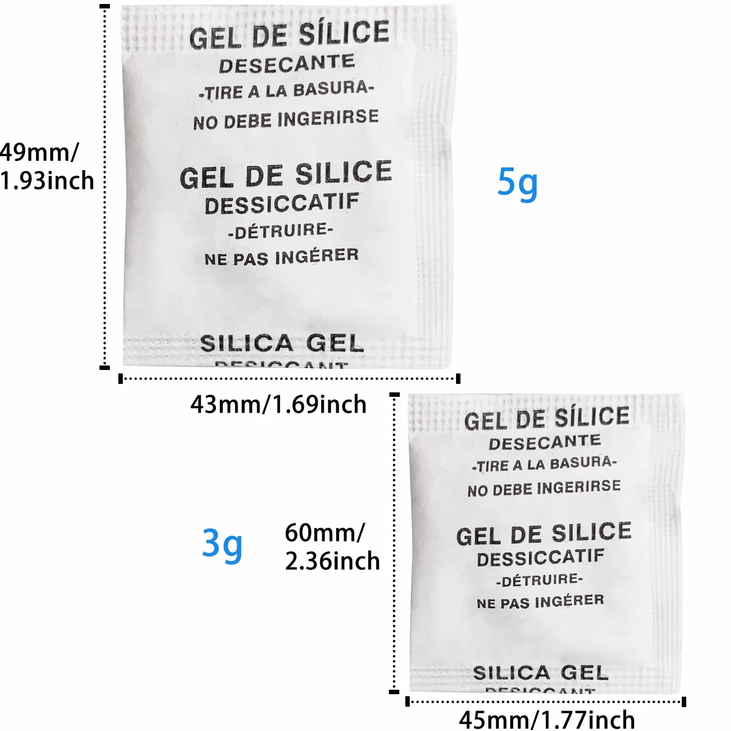 Bolsas de Gel de Sílice 60Pcs Desecantes Absorbente de Humedad para Ropa Cajones Zapatos