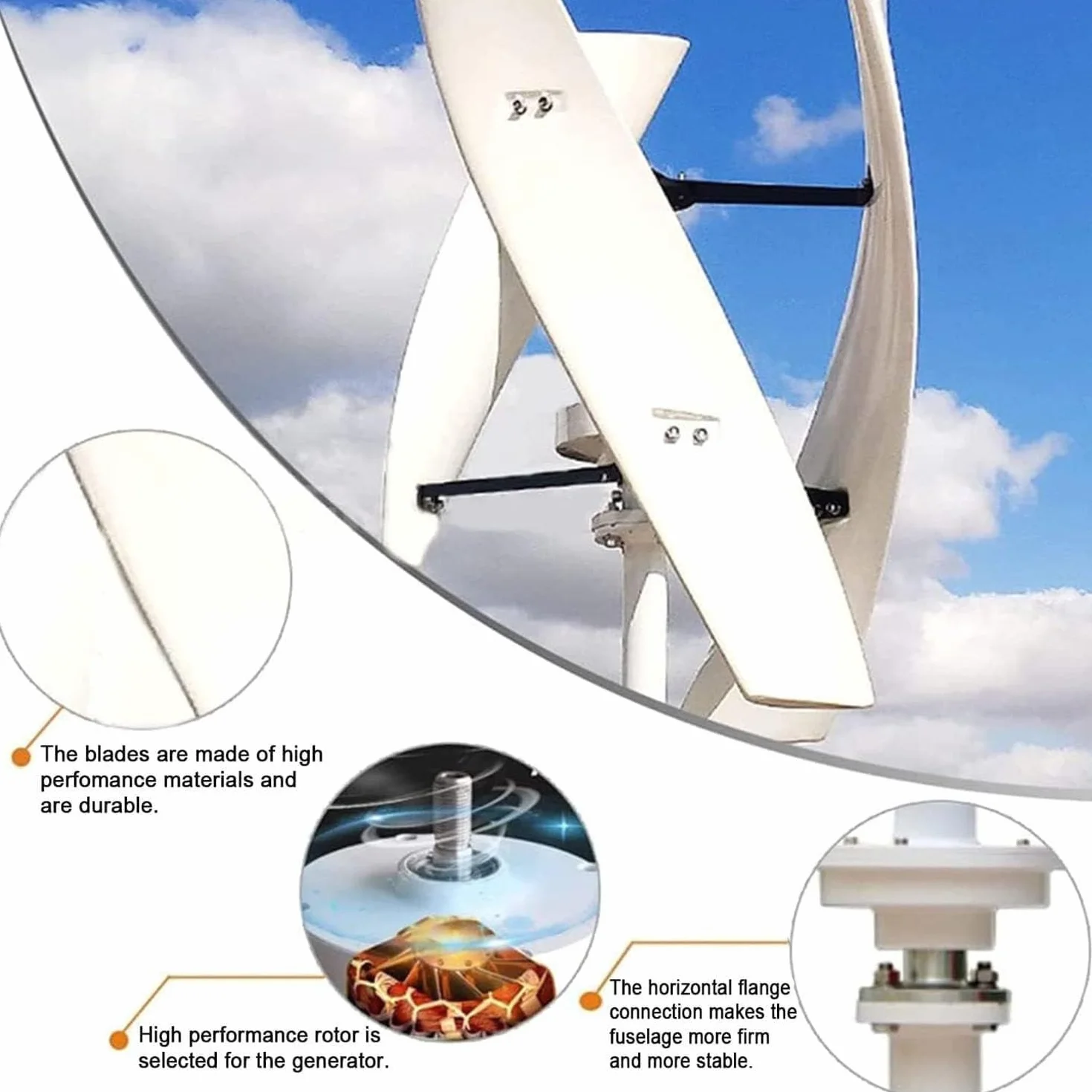 Turbina Eólica Vertical Kit Completo 20000W Generador Viento Jardín Instalacion Eolica Domestica Aerogenerador Eólica Trifásico AC Turbina Eólica de Viento Vertical con Controlador(220V)