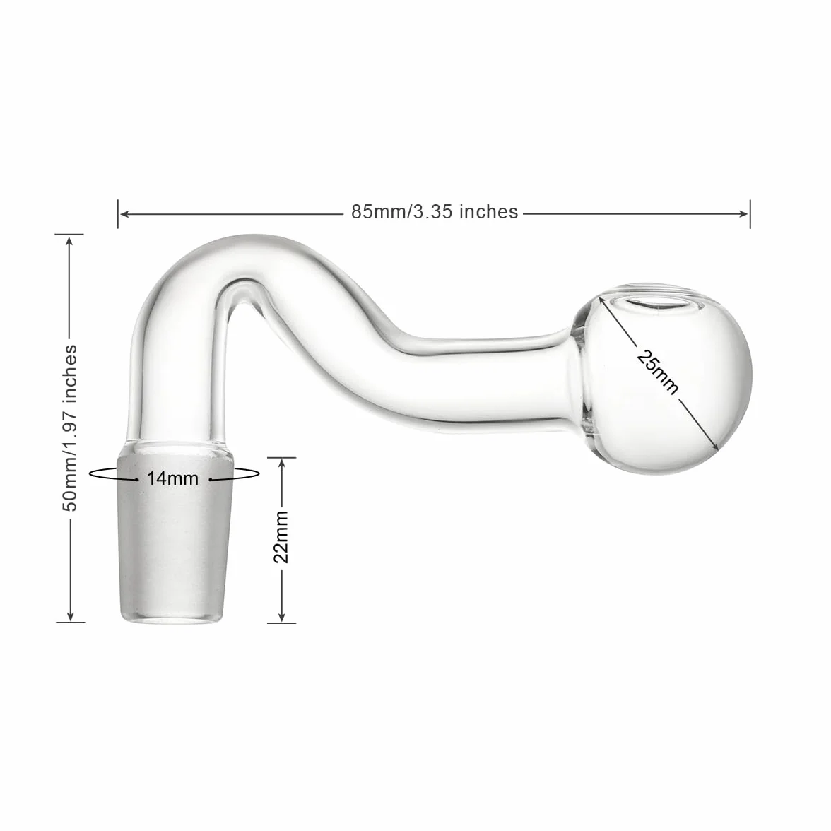 Conectores adaptadores macho de bola de vidrio 14 mm para laboratorio destilación gas paquete 3