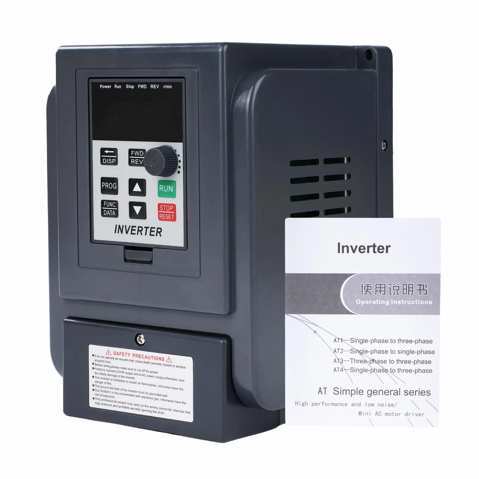 Jadeshay Variador de Frecuencia Monofásico a Trifásico Convertidor de Frecuencia 2.2KW 220V a 380V VFD con Control PWM 50/60Hz 8A Panel Removible para Regulación de Velocidad de Motor