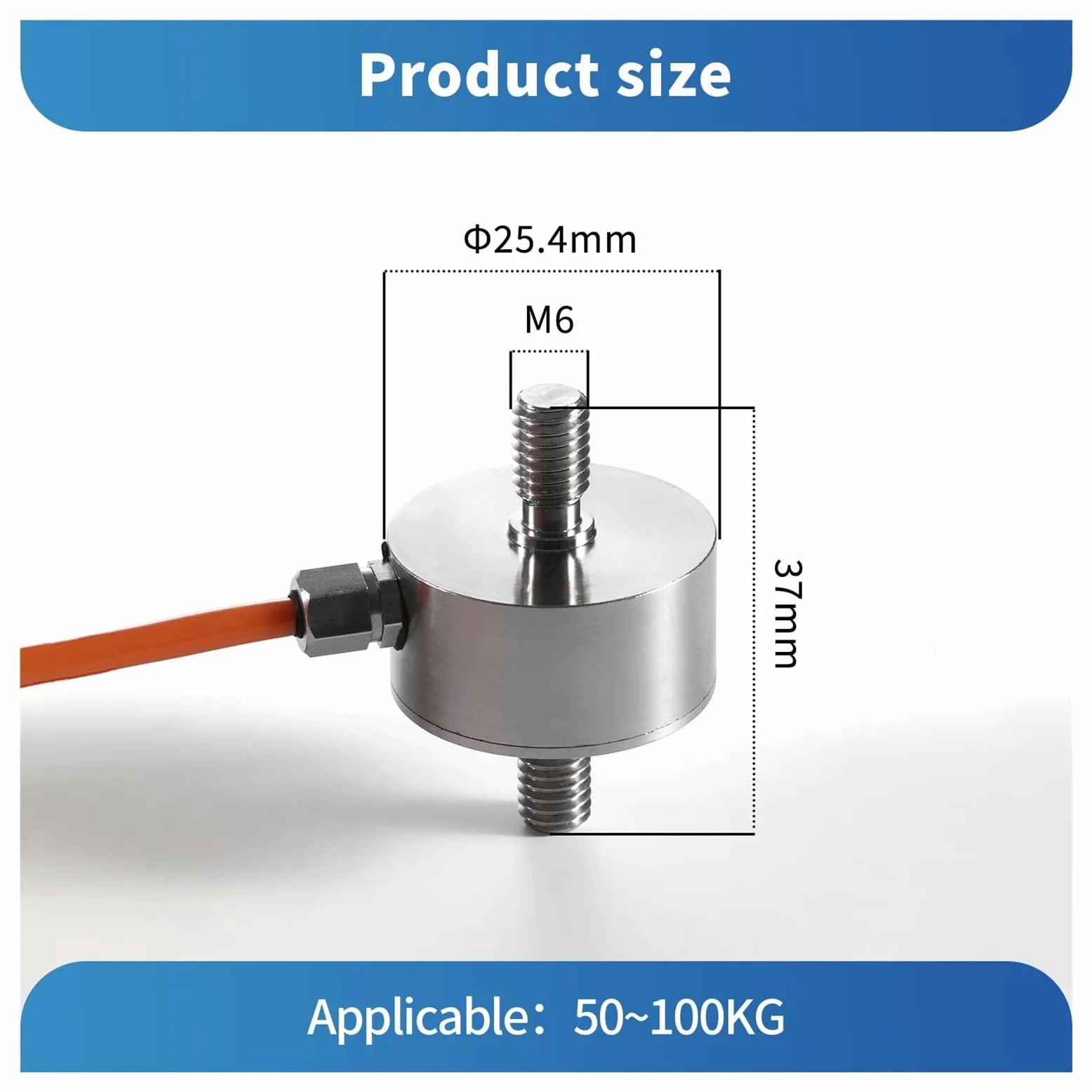 Mini Sensor de Fuerza celda Carga, Prueba compresión, tensión, precisión Fuerza: 0,02%. Acero Inoxidable(0-10KG(M5))
