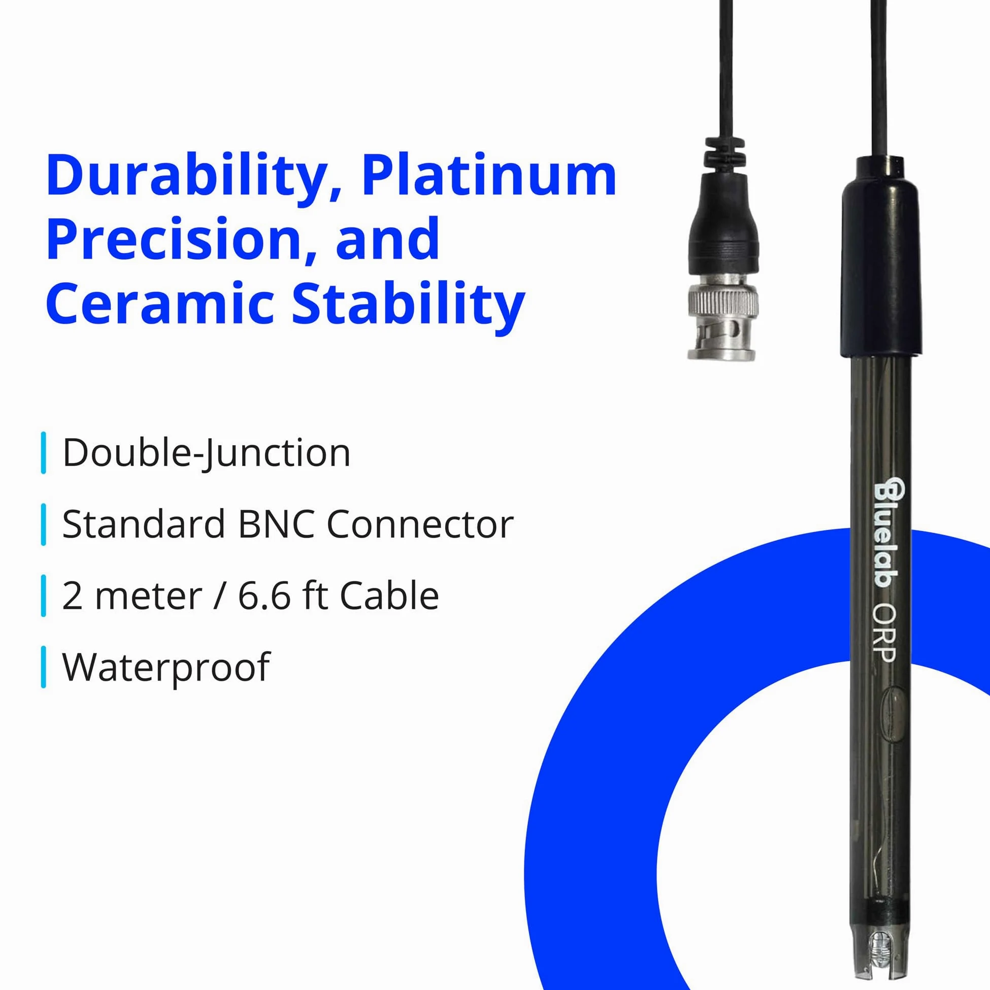 Bluelab Sonda ORP - Sonda de platino resistente con diafragma cerámico y cable de 2 m para monitorear desinfectantes que contienen cloro