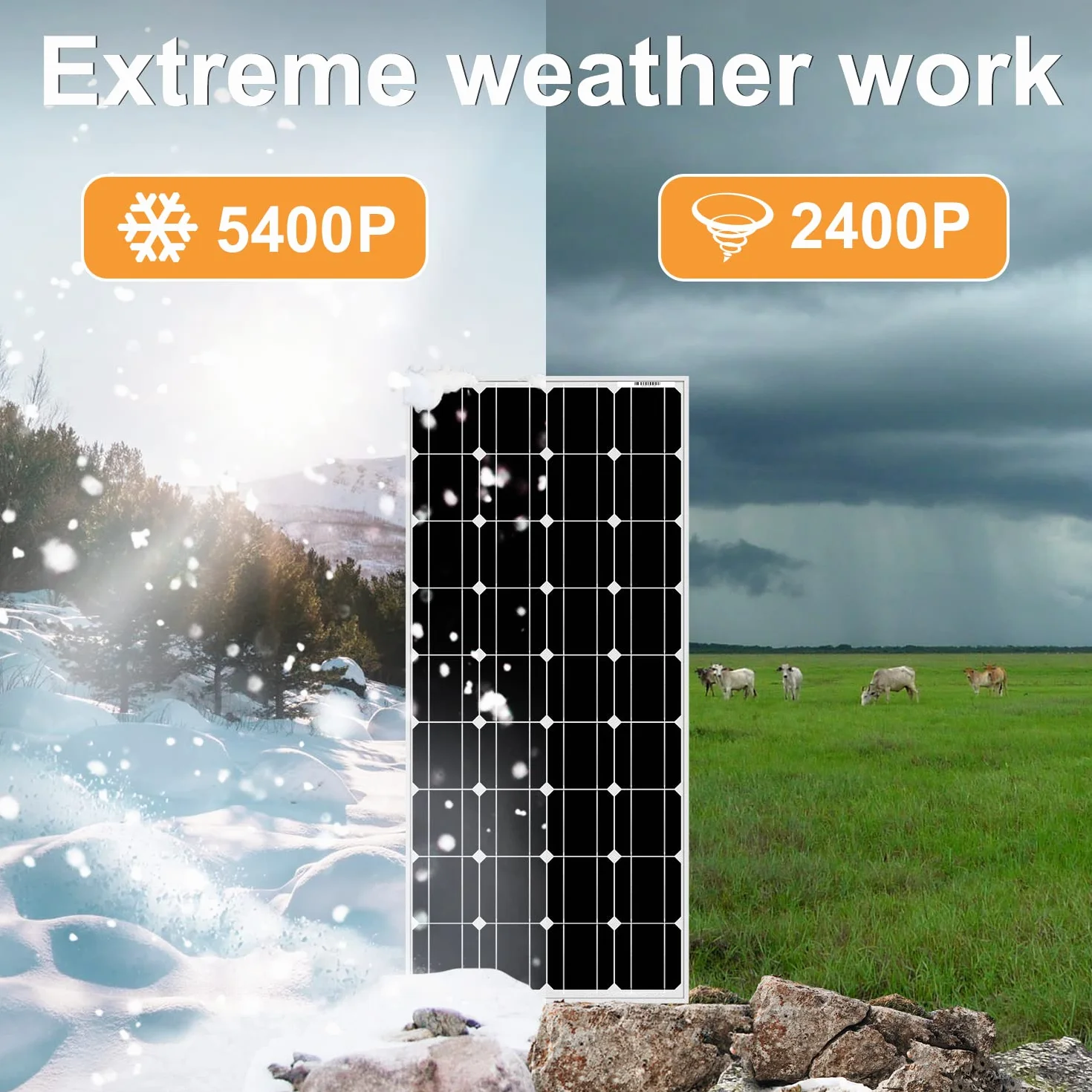DOKIO Panel Solar 100W 18V monocristalino alta eficiencia robusto para carga de batería de 12v