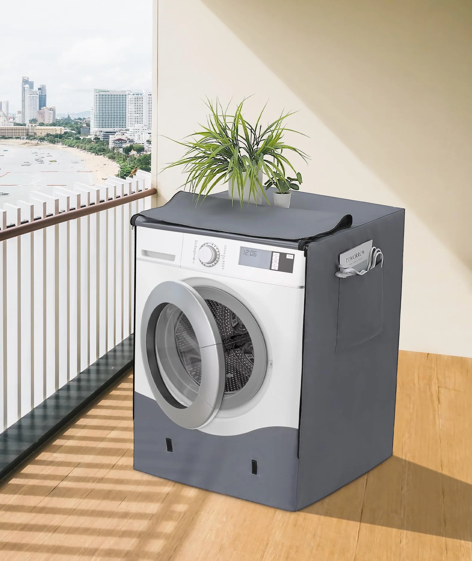 HAUSPROFI Funda Lavadora Exterior Impermeable 60x64x85cm, Funda Carga Frontal 420D, Funda Secadora Impermeable Gris