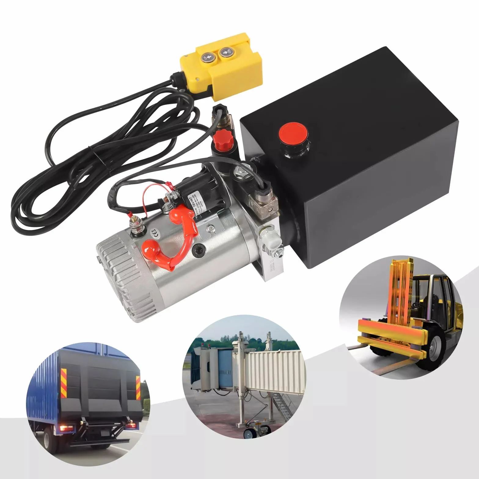 Agregado hidráulico de 12V Bomba hidráulica de 2850R/MIN Bomba hidráulica de doble efecto Paquete de potencia hidráulica Bomba de remolque basculante con control remoto