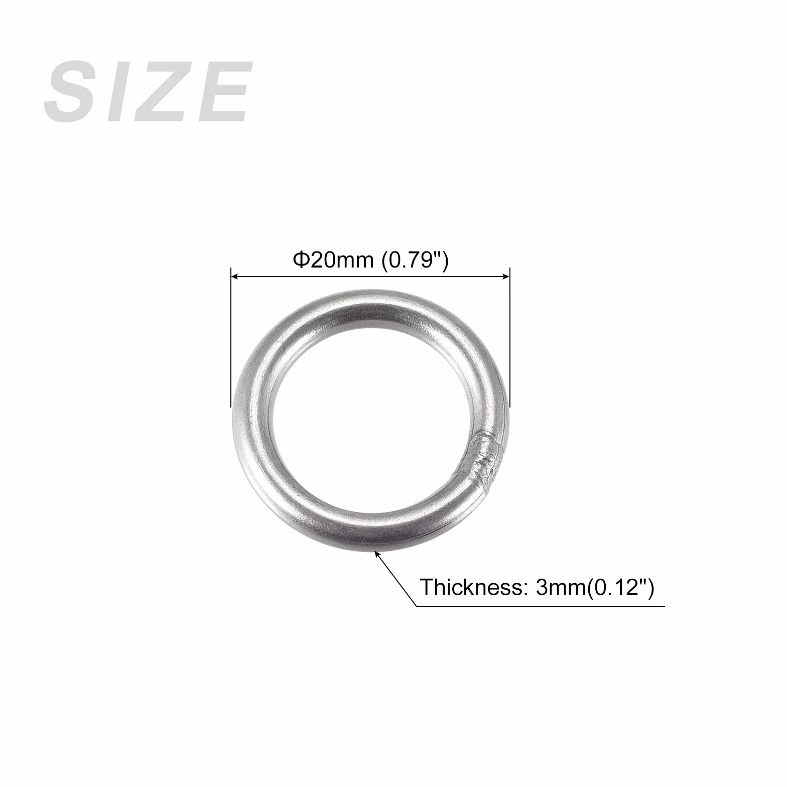 METALLIXITY 304 Acero Inoxidable Anillos Soldados Redondos 20mm OD 3mm Grosor 10uds