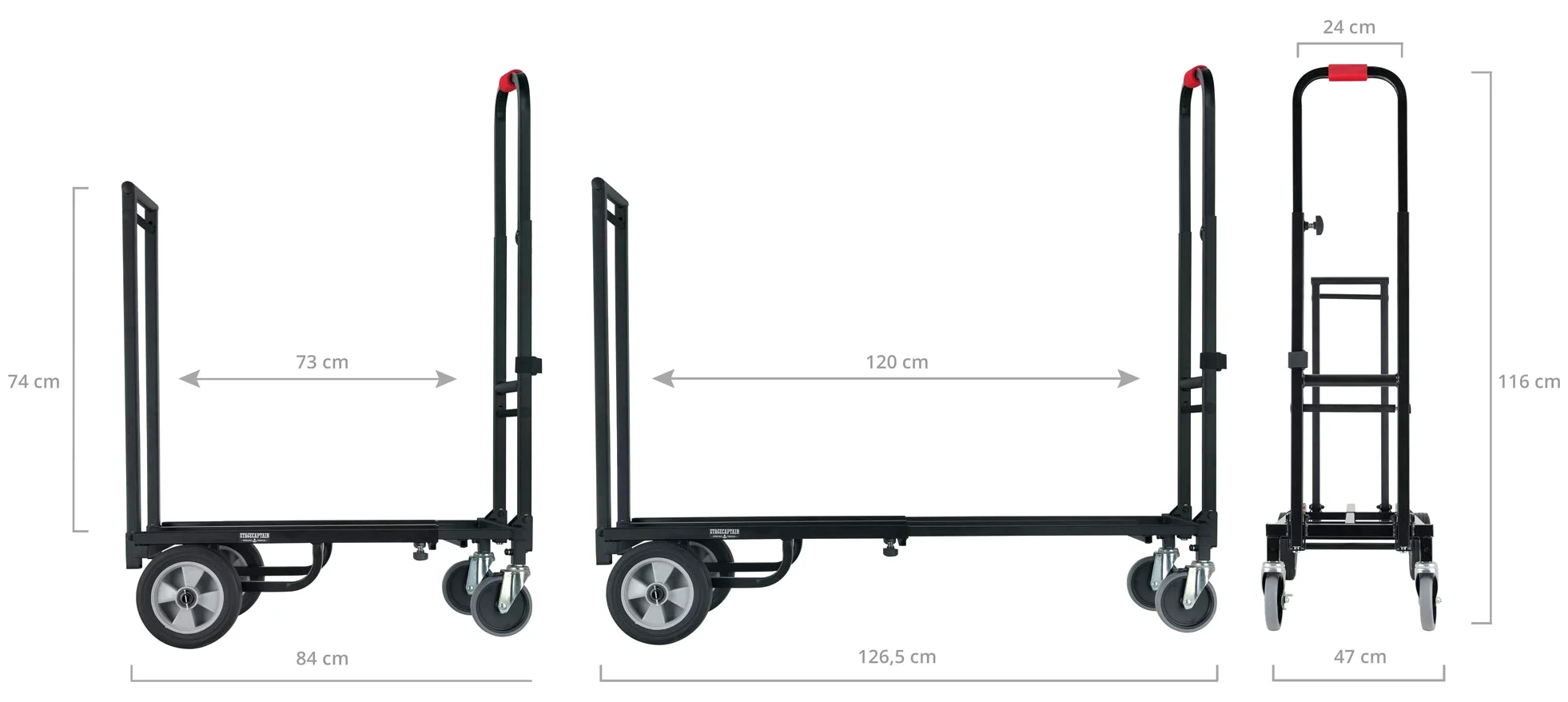 Stagecaptain Sherpa SCS-80 MKII Carro de Transporte (Mega Cart), 5 cm | Largo (superficie de carga útil): 73 cm - 120 cm, Altura: 116 cm, Ancho superficie de carga: 32 cm, Ancho con ruedas: 47 cm