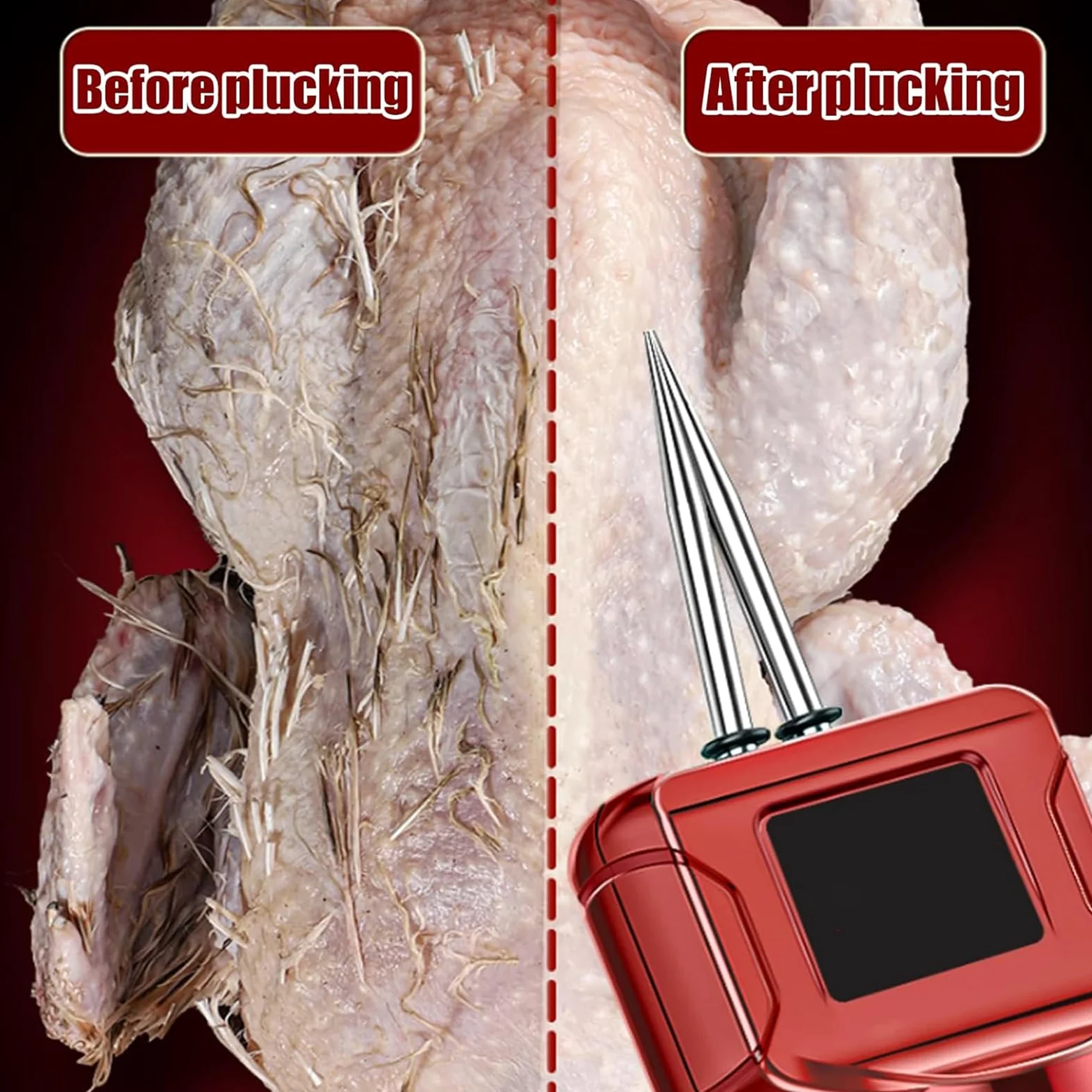 Desplumador eléctrico rápido de aves de corral, máquina de desplumado de pollo de mano, herramienta automática portátil de desplumado de aves de corral, cabeza cónica de acero inoxidable 304 y