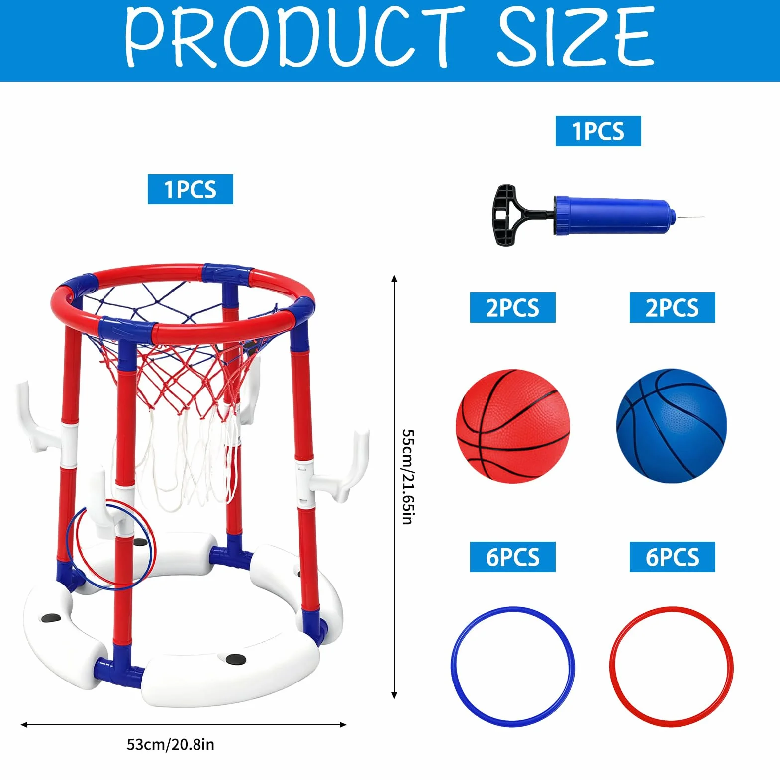 Baloncesto Flotante Hinchable para Piscina, Juguete Acuático de Verano y Playa
