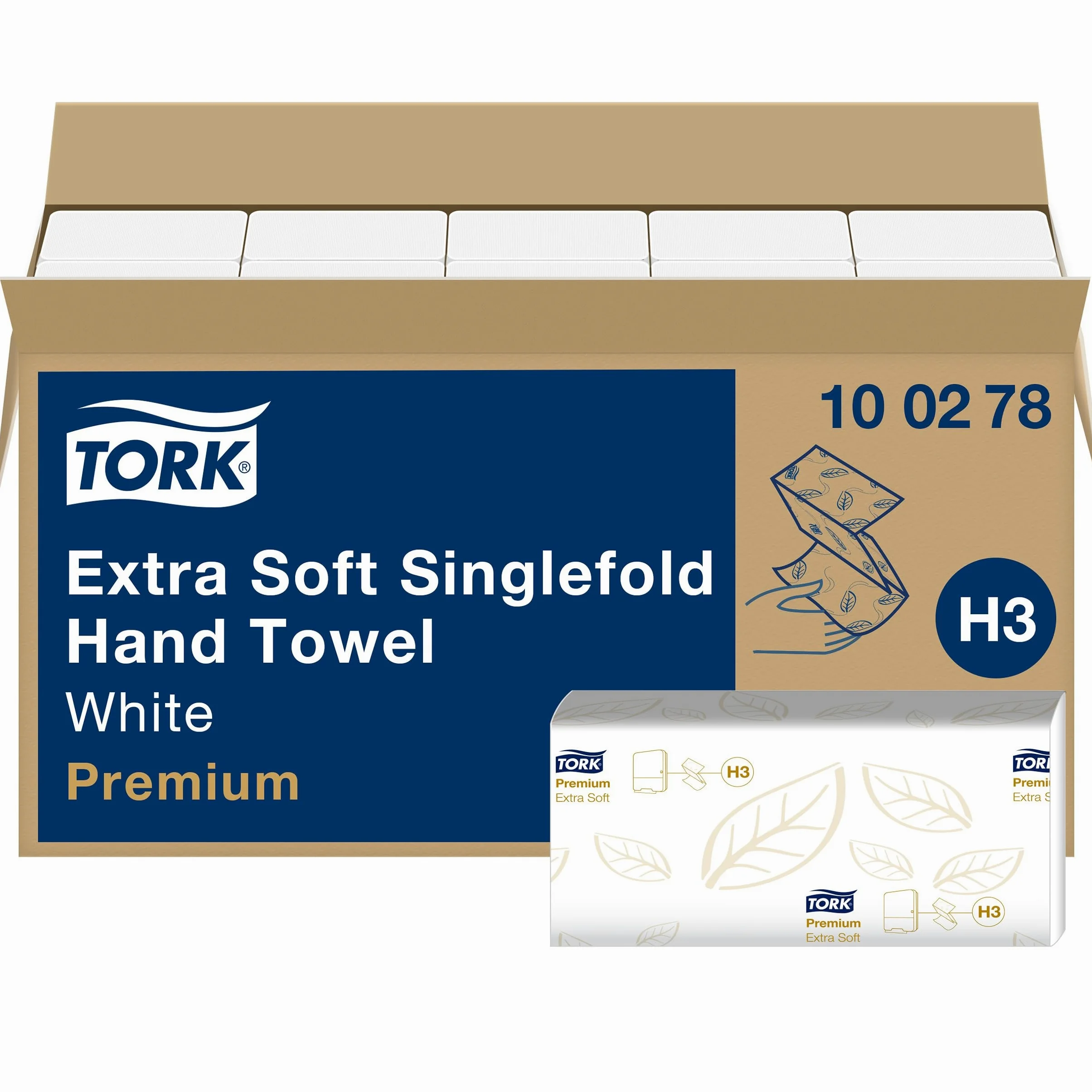 Tork 100278 Toallas de mano de papel extra suaves Tork Advanced / Toallas premium plegadas en V, compatibles con el sistema H3, blanco radiante
