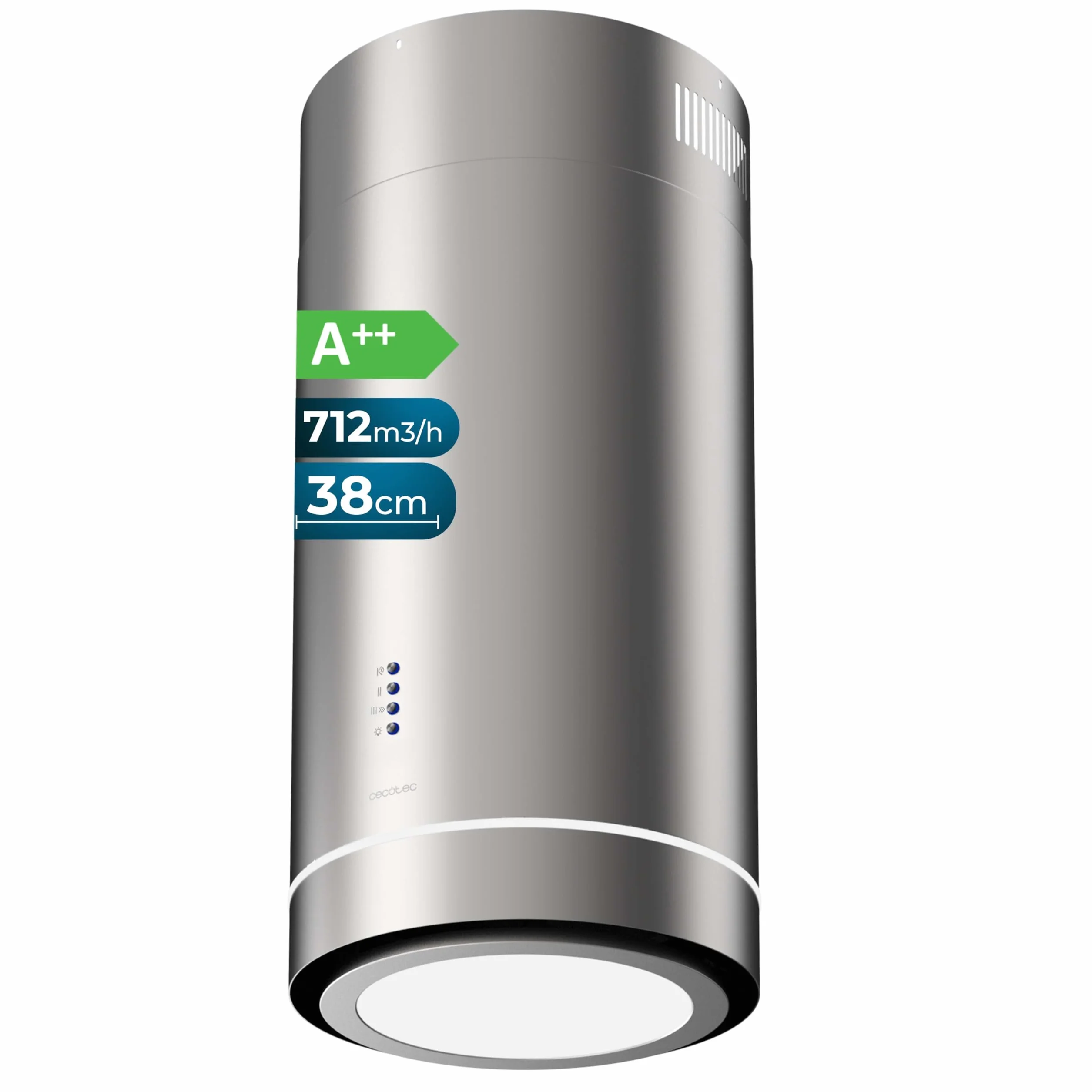Cecotec Campana Extractora 38cm Isla Redonda Bolero Flux Ire 388000 Inox A++ 800M3/H 210W