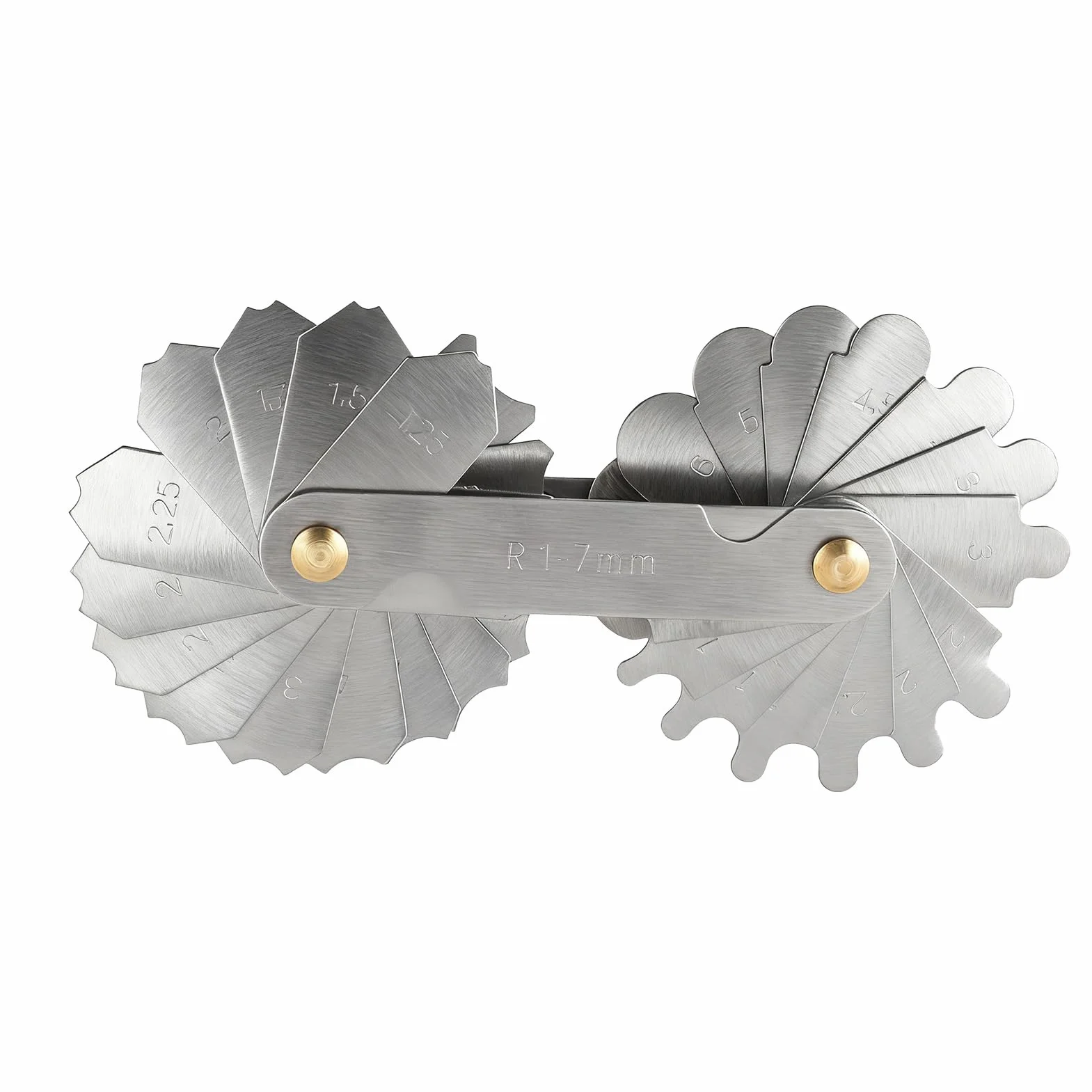 Medidor de radio de acero aleado R1-7 mm indicador arcos cóncavos convexos