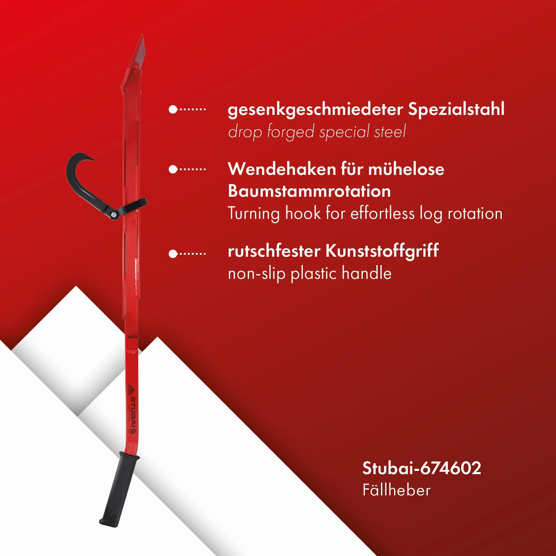 Stubai 674602 - Palanca de gancho(gancho inclinado forjado), 1300 mm