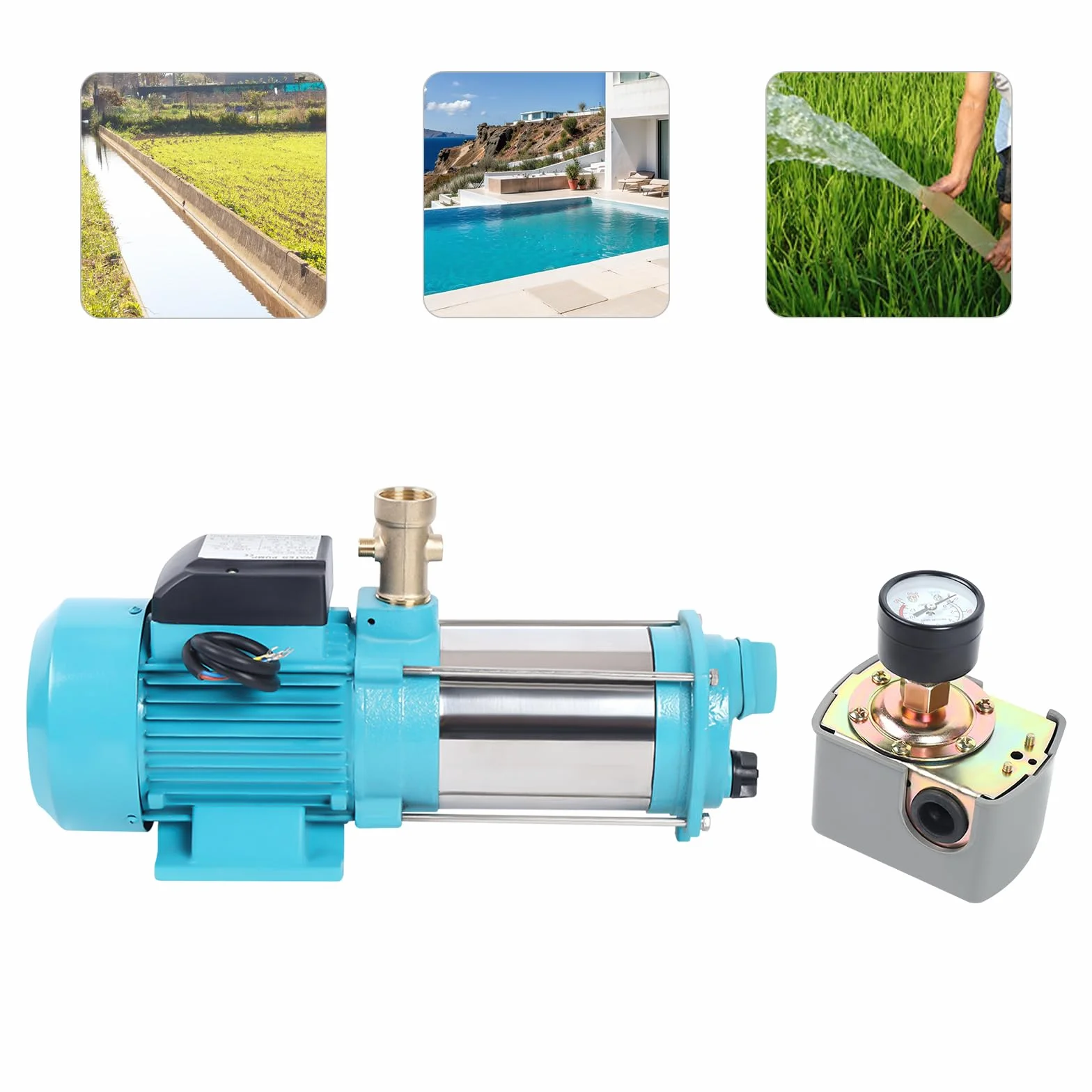 Bew Sserung - Bomba centrífuga (1300 W, 4000 L/H, 9,8 bar, caudal máximo: 4000 L/H, interruptor de presión)