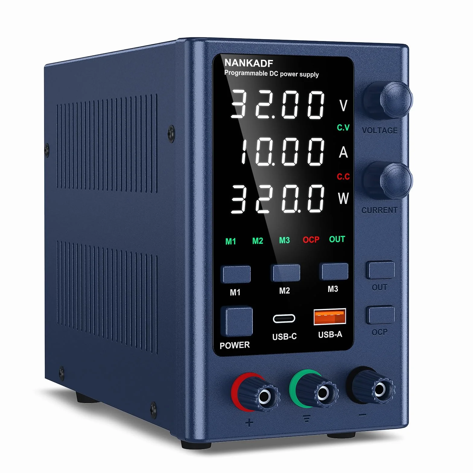 Fuente de Alimentación Ajustable 0-30V/0-10A, DC Fuente de Alimentación Regulada de Alta Precisión de Laboratorio Pantalla LED de 4 Dígitos,con Control de Codificador y Memoria de Datos