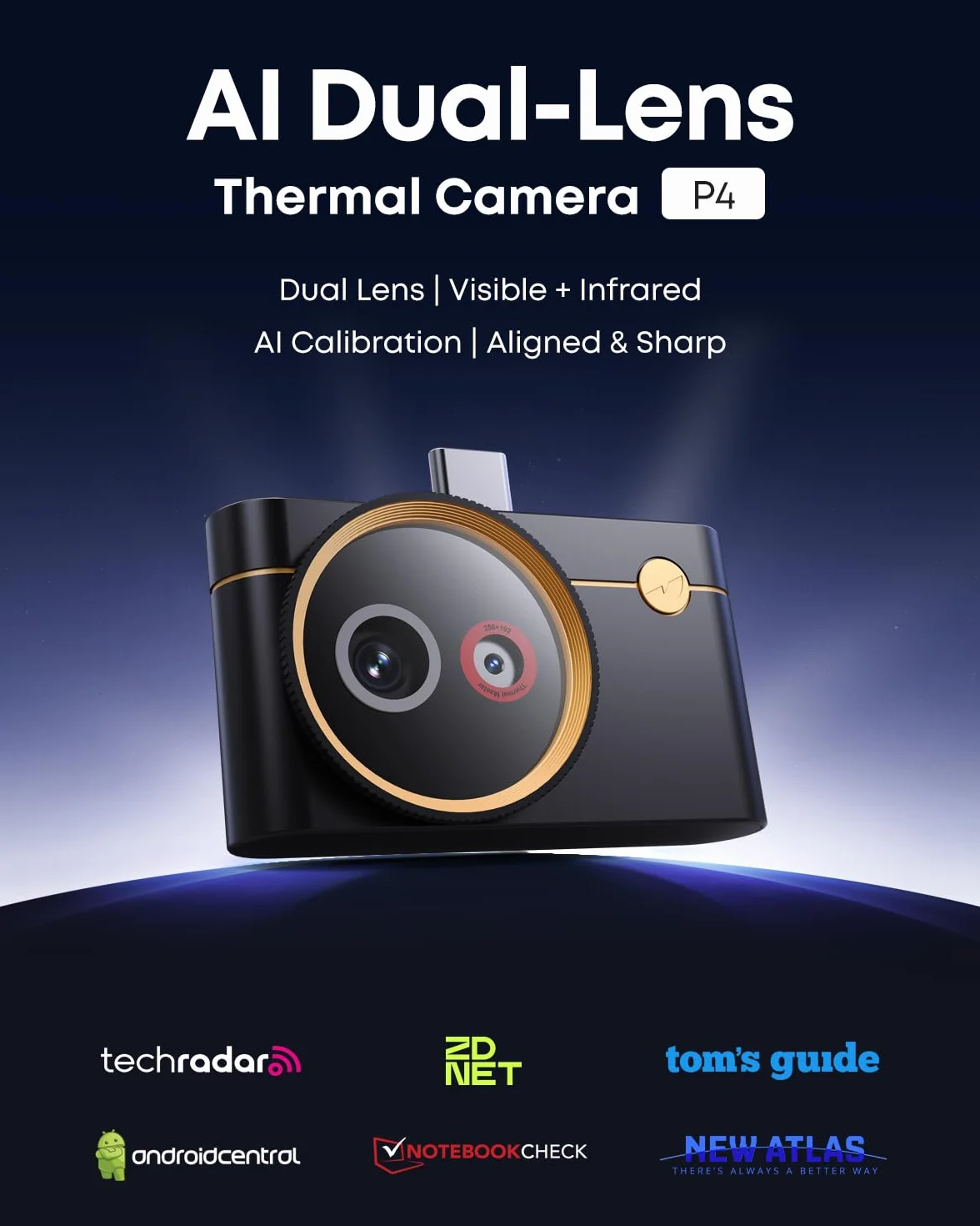 Cámara termográfica para Android Thermal Master P4 cámara infrarroja con doble lente 512 x 384 X³ resolución IR rango de temperatura -20 ℃-600 ℃, sensibilidad de 0,035 ℃, adecuada para inspección