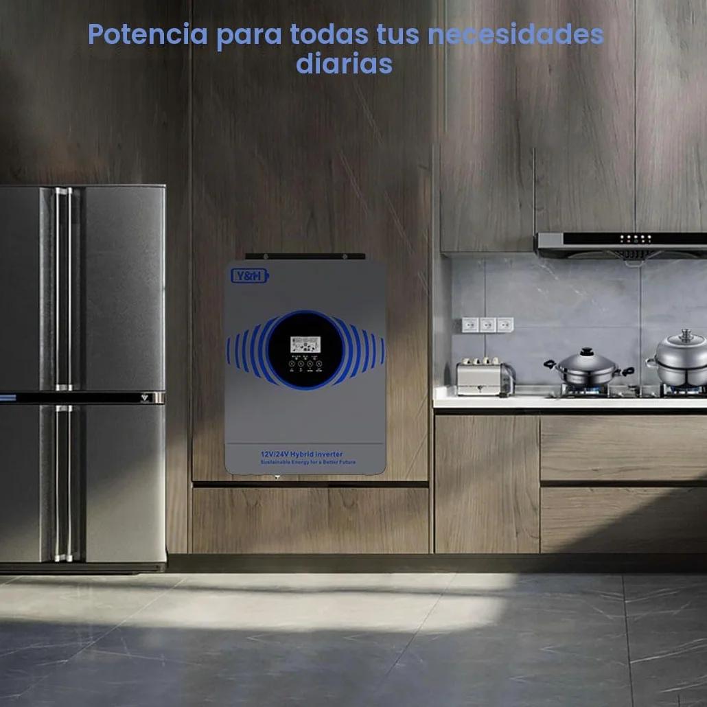 Y&H Inversor solar híbrido de 4200W con dos voltajes de batería 12V 24V integrado MPPT 100A cargador solar máximo potencia PV 4000W entrada con BMS WLAN comunicación independiente de la red