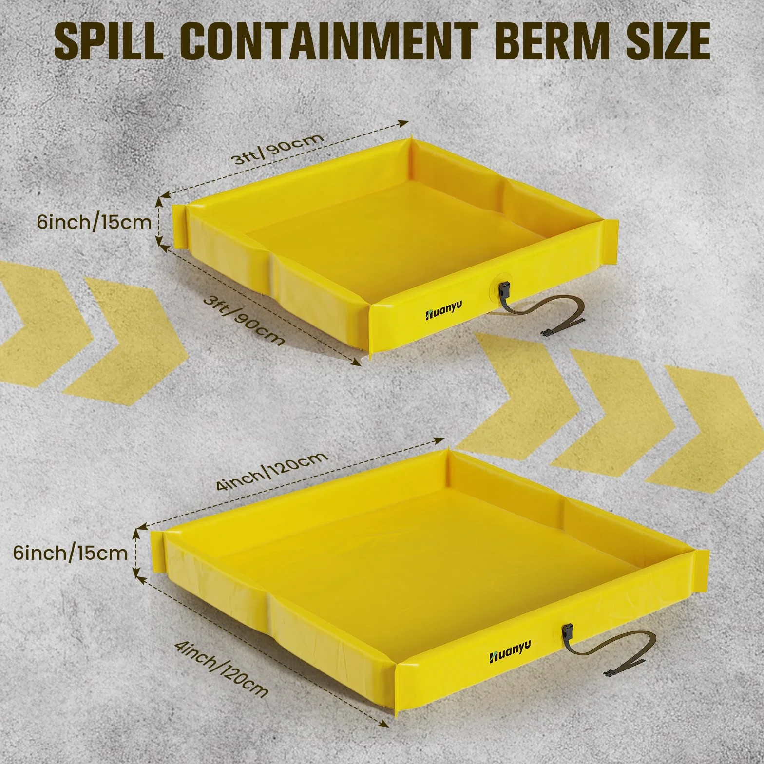 Huanyu Berma de contención de vertidos portátil 90x90cm Plataforma secundaria para contención de derrames Bandeja hermética para la industria petrolera Estanque plegable para patos