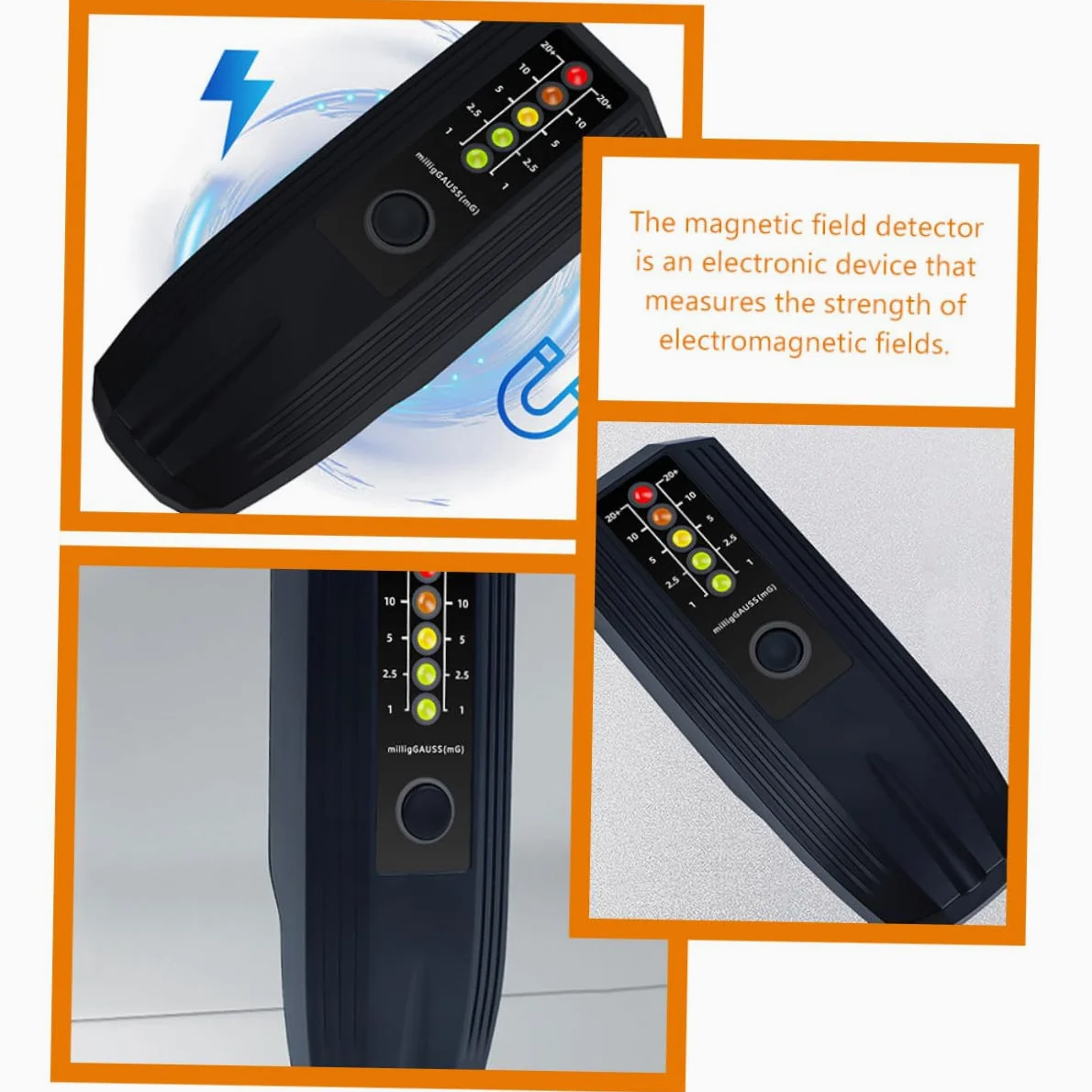 SOLUSTRE 4piezas Detector De Radiación Electromagnética Profesional Medidor De Campo Magnético Digital Portátil Para Investigación y Detección De Emf Muebles Antigüedades y