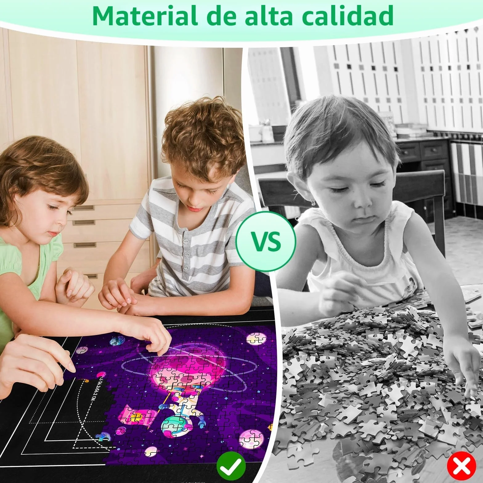 VFANDV Tapete Puzzle Fieltro para 1000 3000 Piezas Jigsaw Puzzle Mat Roll Portátil con 4 Clasificadores Negro