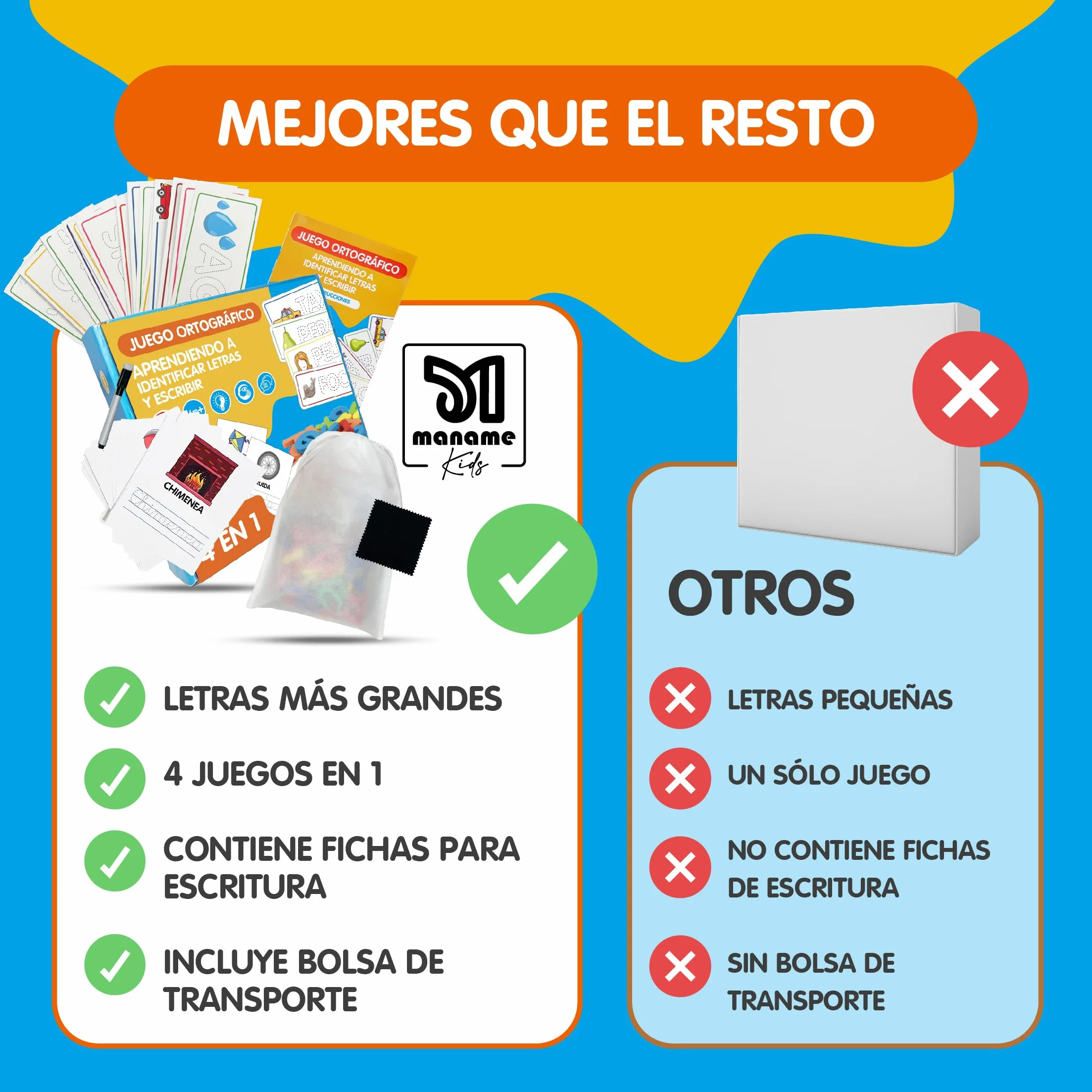 Juguetes Educativos Montessori Niños 3-6 Años Alfabeto Tarjetas Letras Madera Aprender Leer Escribir