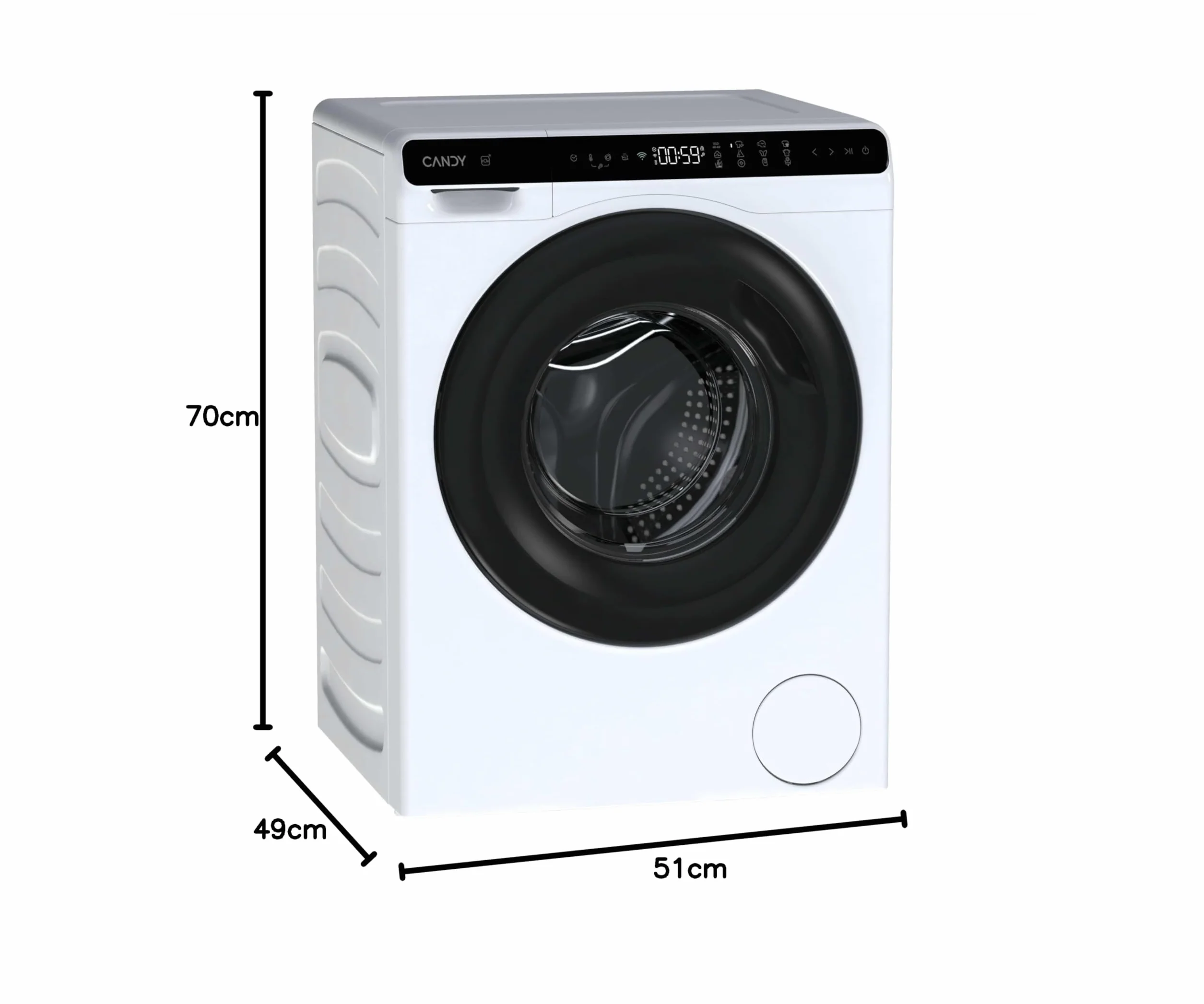 Candy ProWash 700 Mini CW50-BP12307U1-S Lavadora 5KG 1200RPM Display Digital WIFI Inverter Blanco